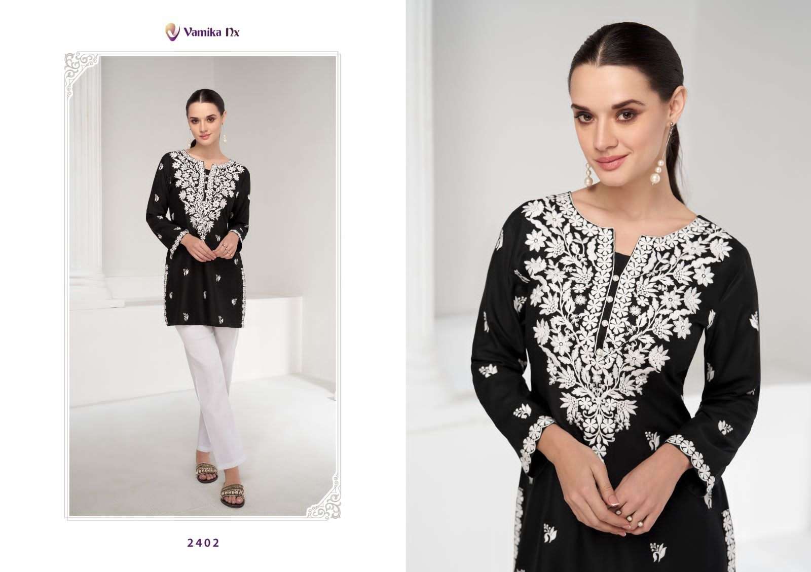 VAMIKA NX RUHANA RAYON FANCY LUCKNOWI KURTI	