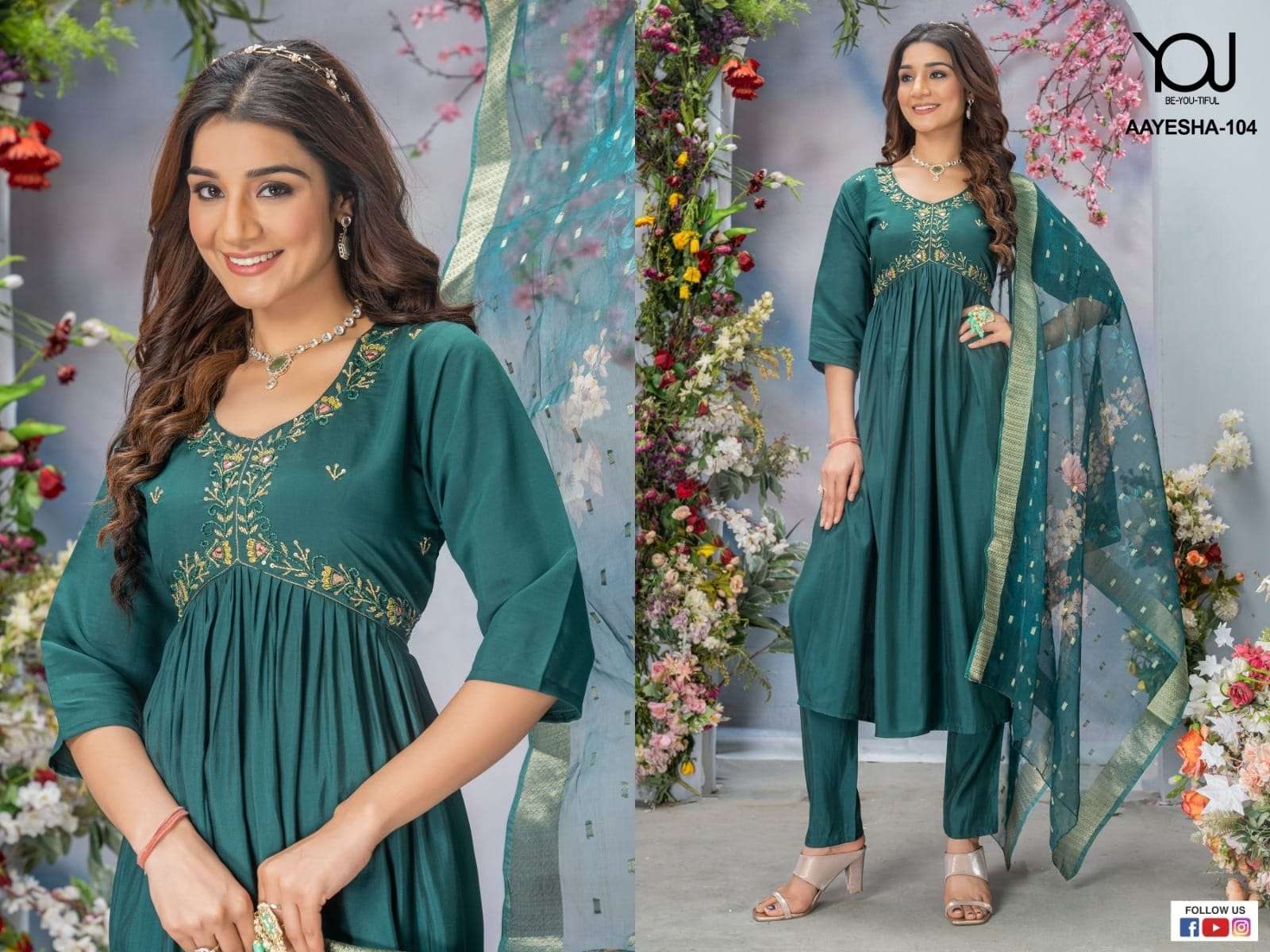 WANNA AAYESHA ALIYA CUT PATTERN DESIGNER KURTI COMBO SET 
