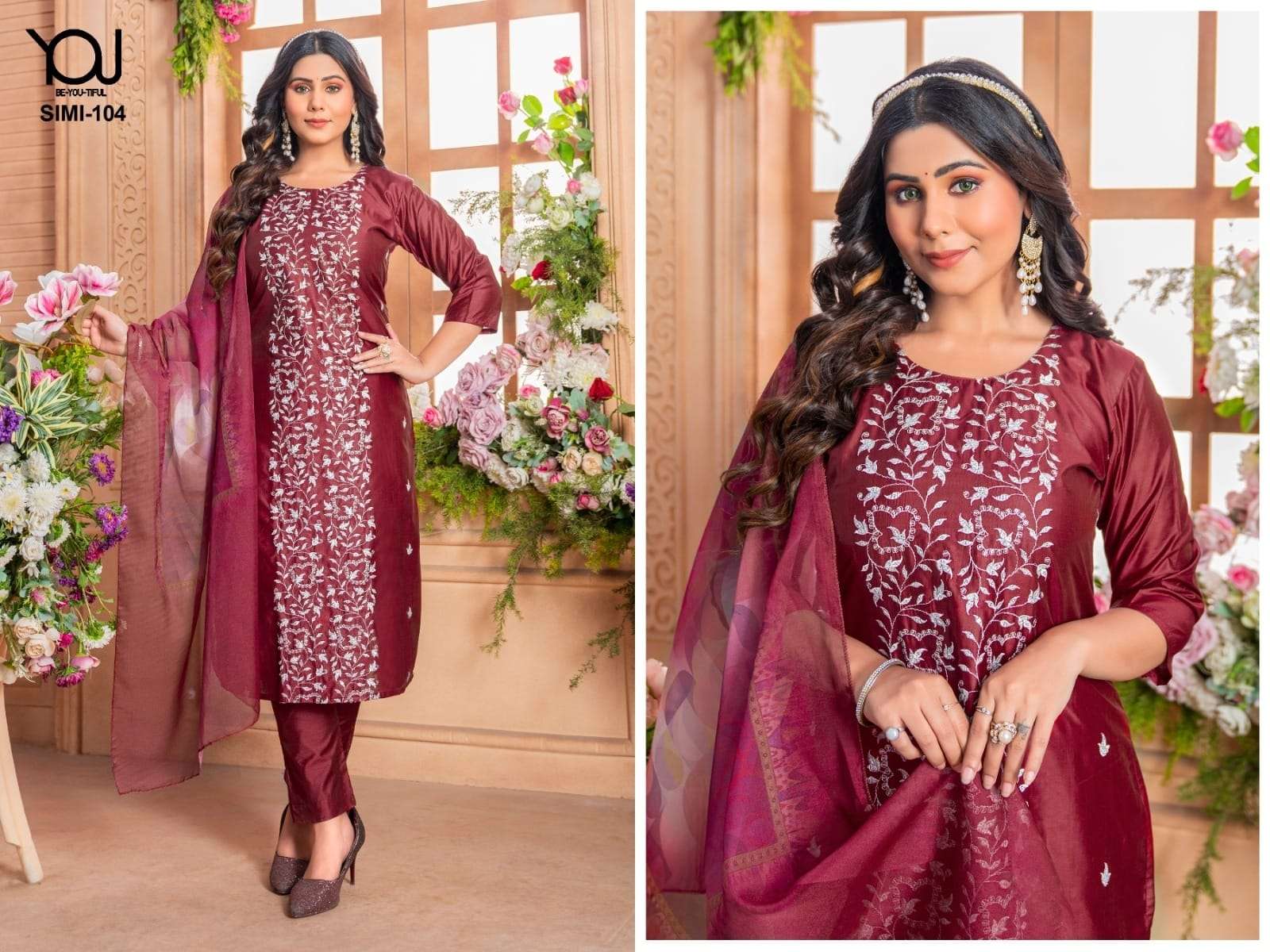 WANNA SIMI SILK DESIGNER LADIES KURTI COMBO SET 