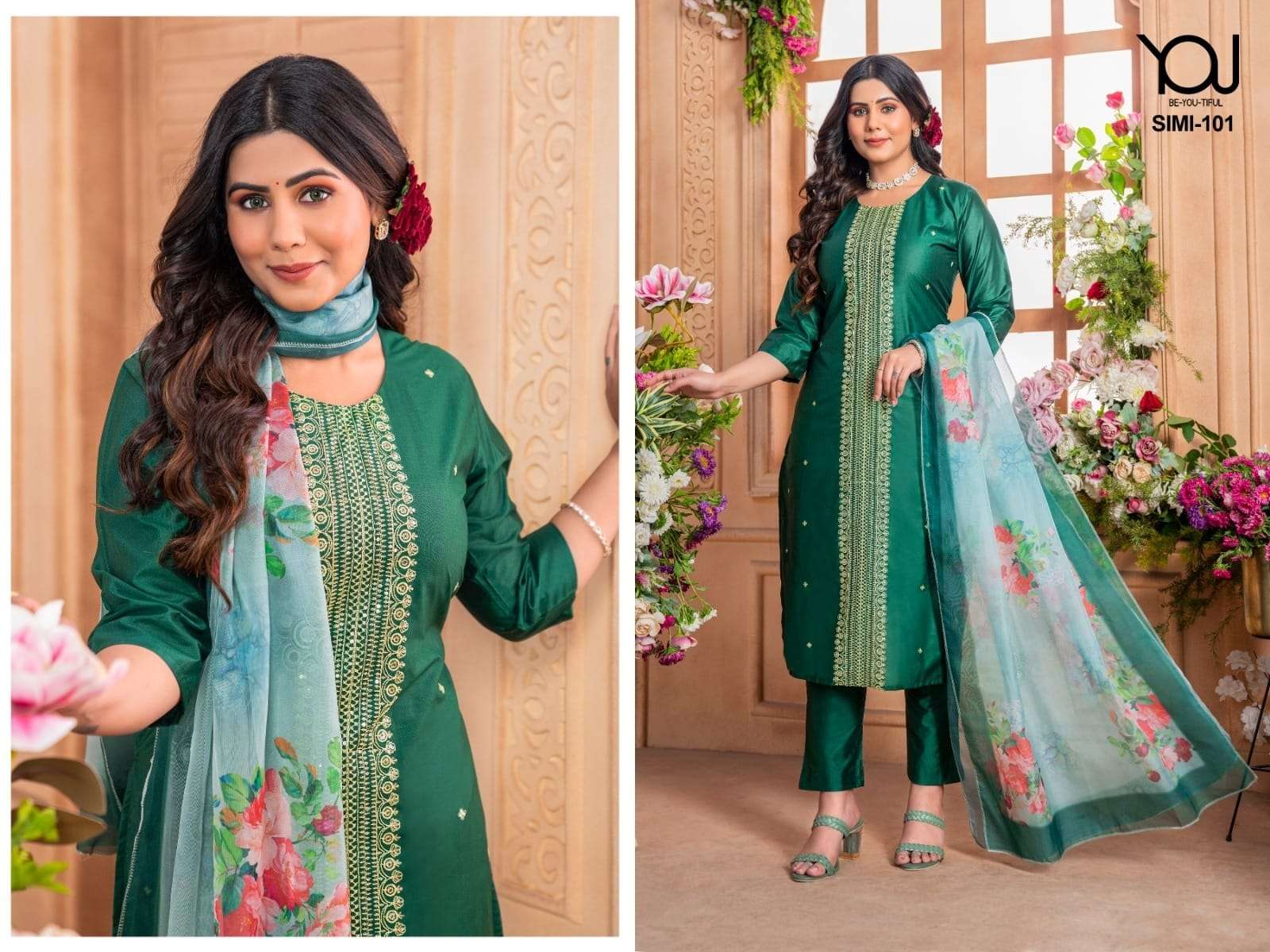 WANNA SIMI SILK DESIGNER LADIES KURTI COMBO SET 