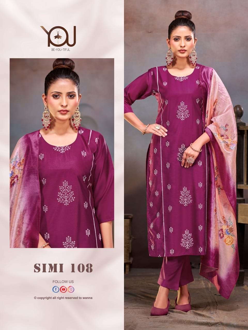 WANNA SIMI SILK DESIGNER LADIES KURTI COMBO SET 