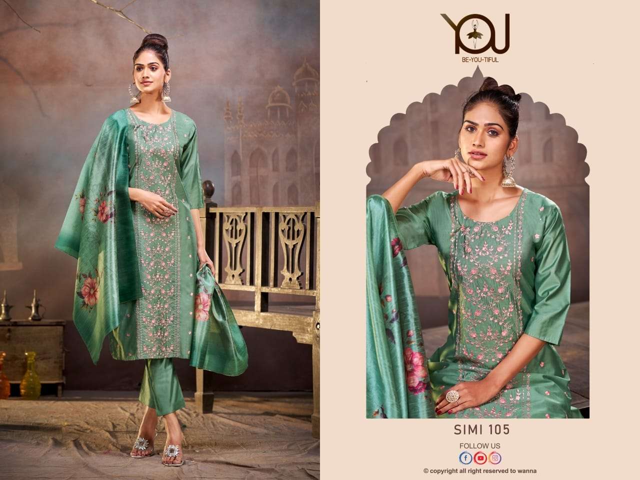 WANNA SIMI SILK DESIGNER LADIES KURTI COMBO SET 