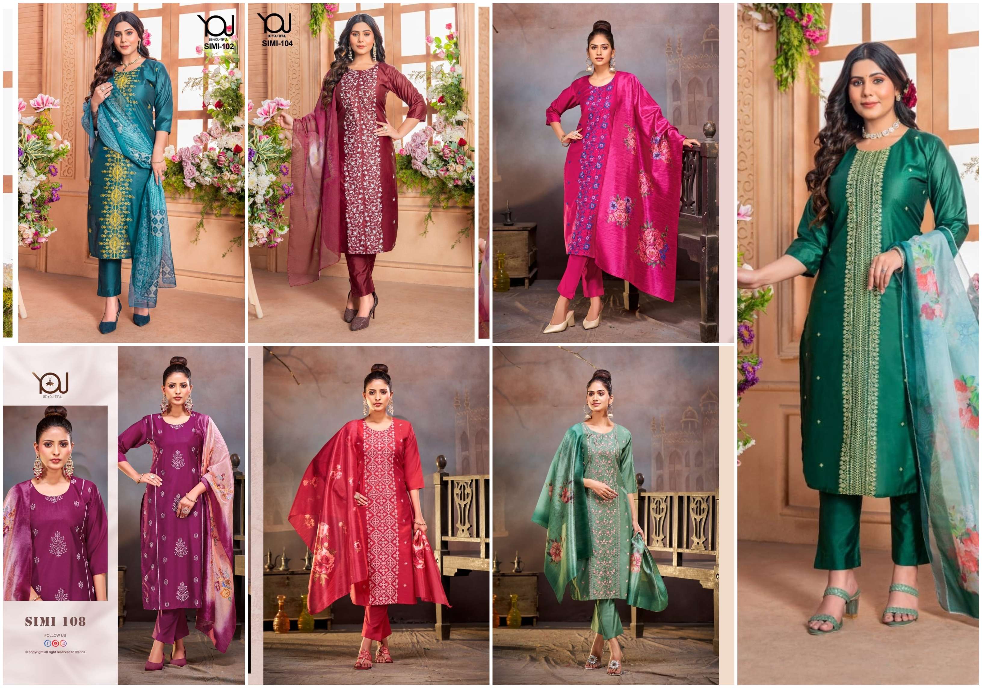 WANNA SIMI SILK DESIGNER LADIES KURTI COMBO SET 