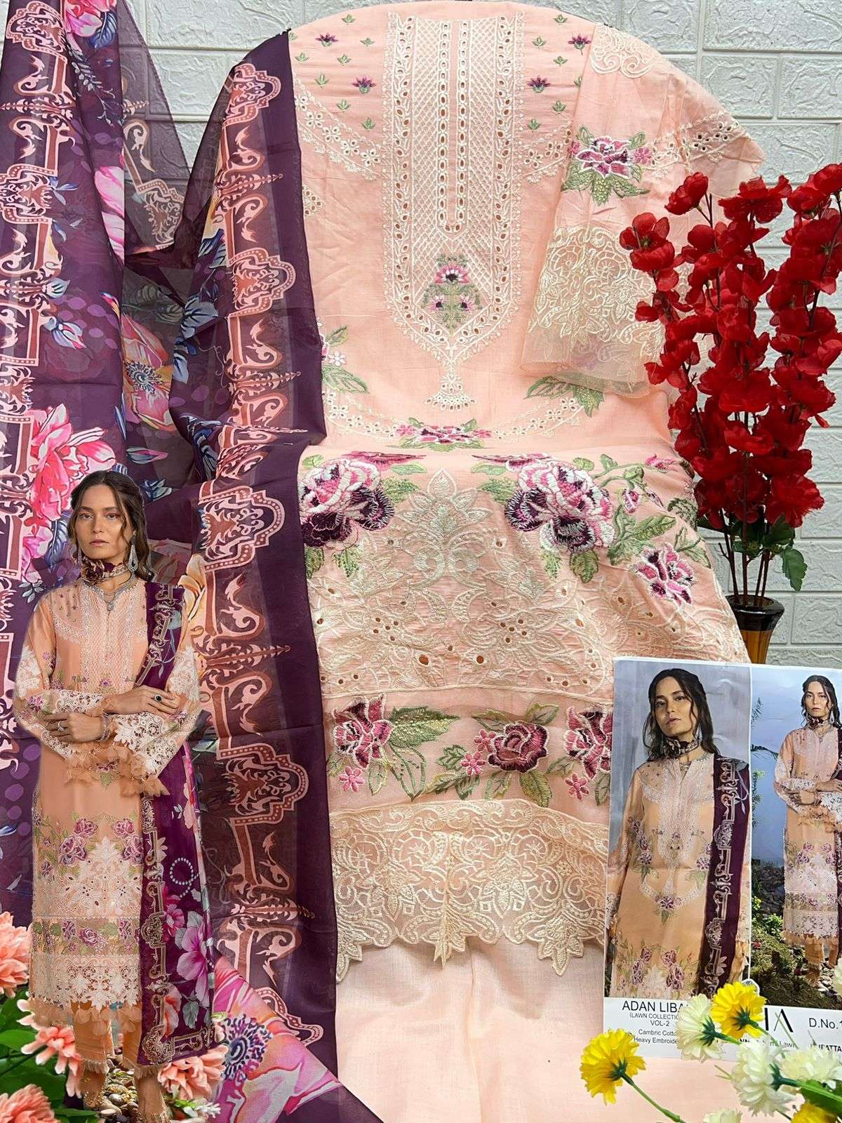ZAHA ADAN LIBAS VOL 2 COTTON EMBROIDERY DESIGNER SUIT