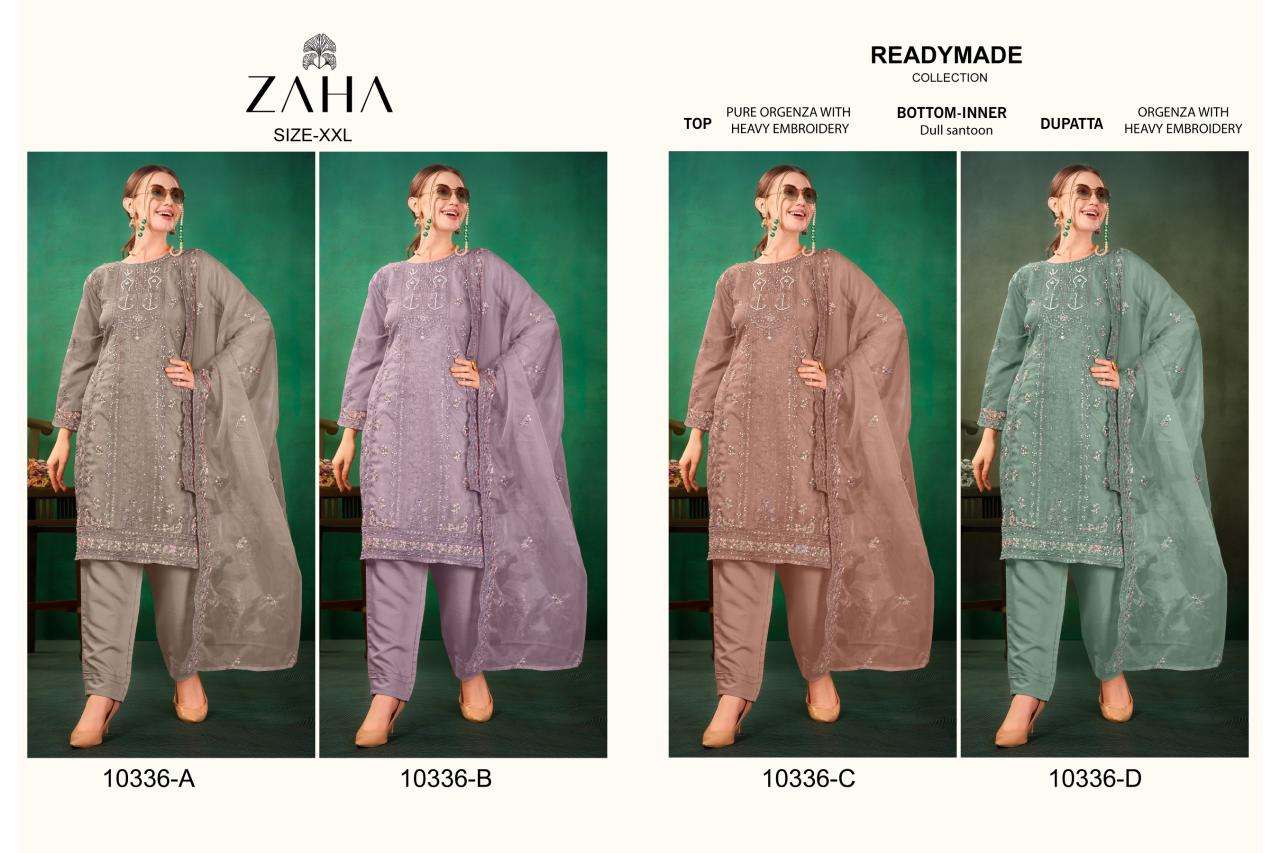 ZAHA D NO 10336 ORGANZA HEAVY EMBROIIDERED SUIT