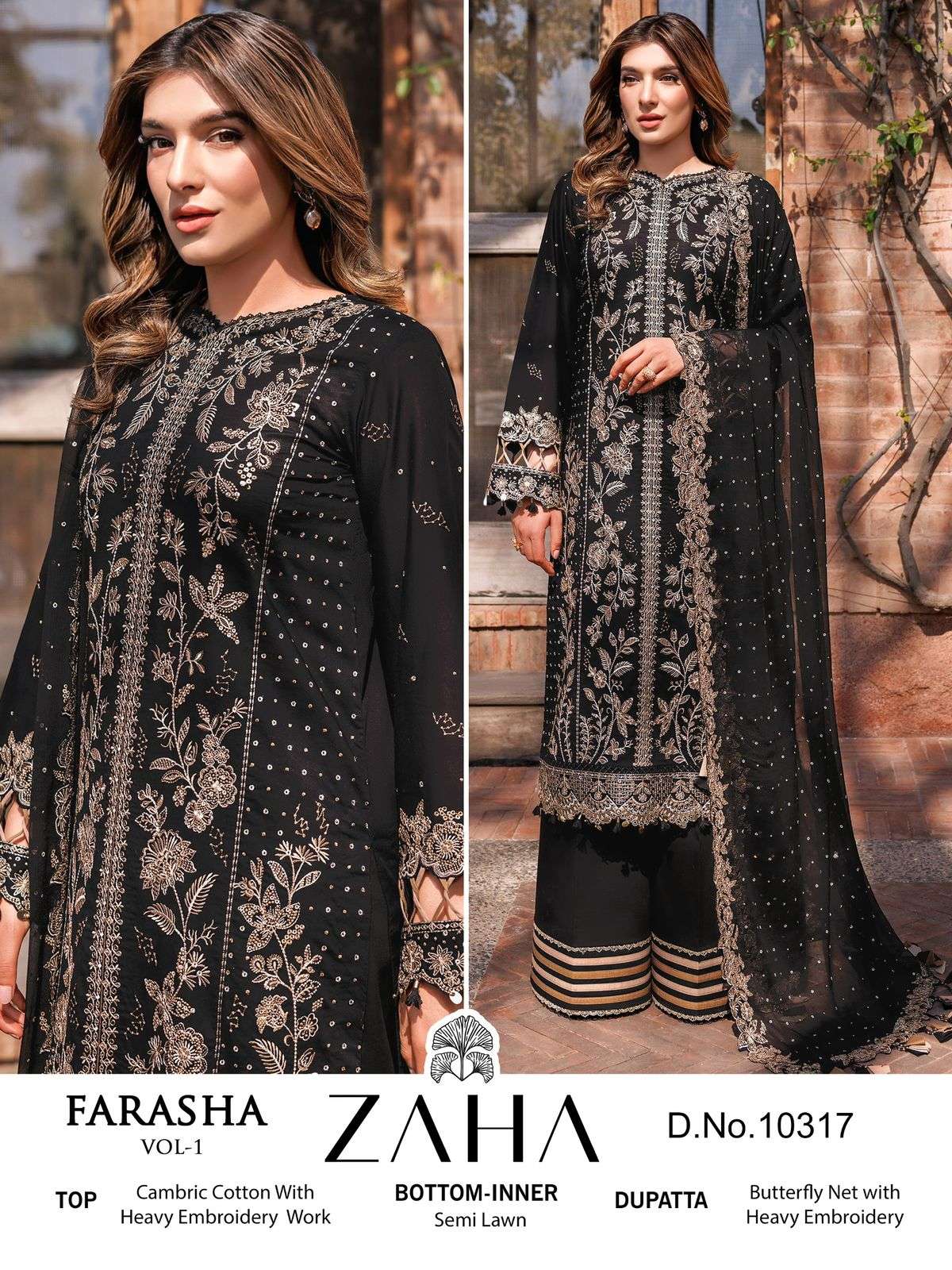 ZAHA FARASHA VOL 1 COTTON HEAVY EMBROIDERY DESIGNER SUIT