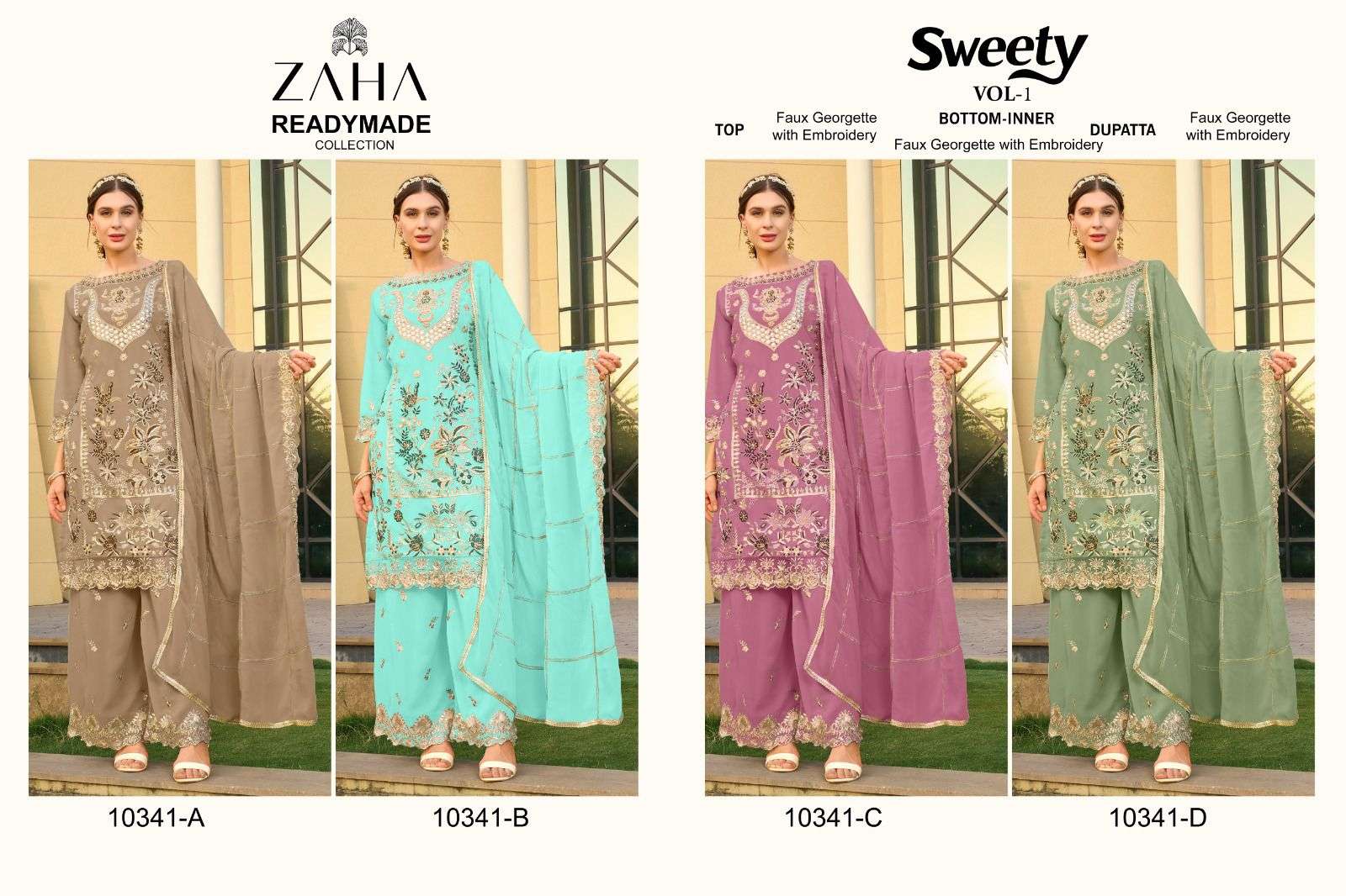 ZAHA SWEETY VOL 1 GEORGETTE HEAVY BEAUTIFUL DESIGNR SUIT