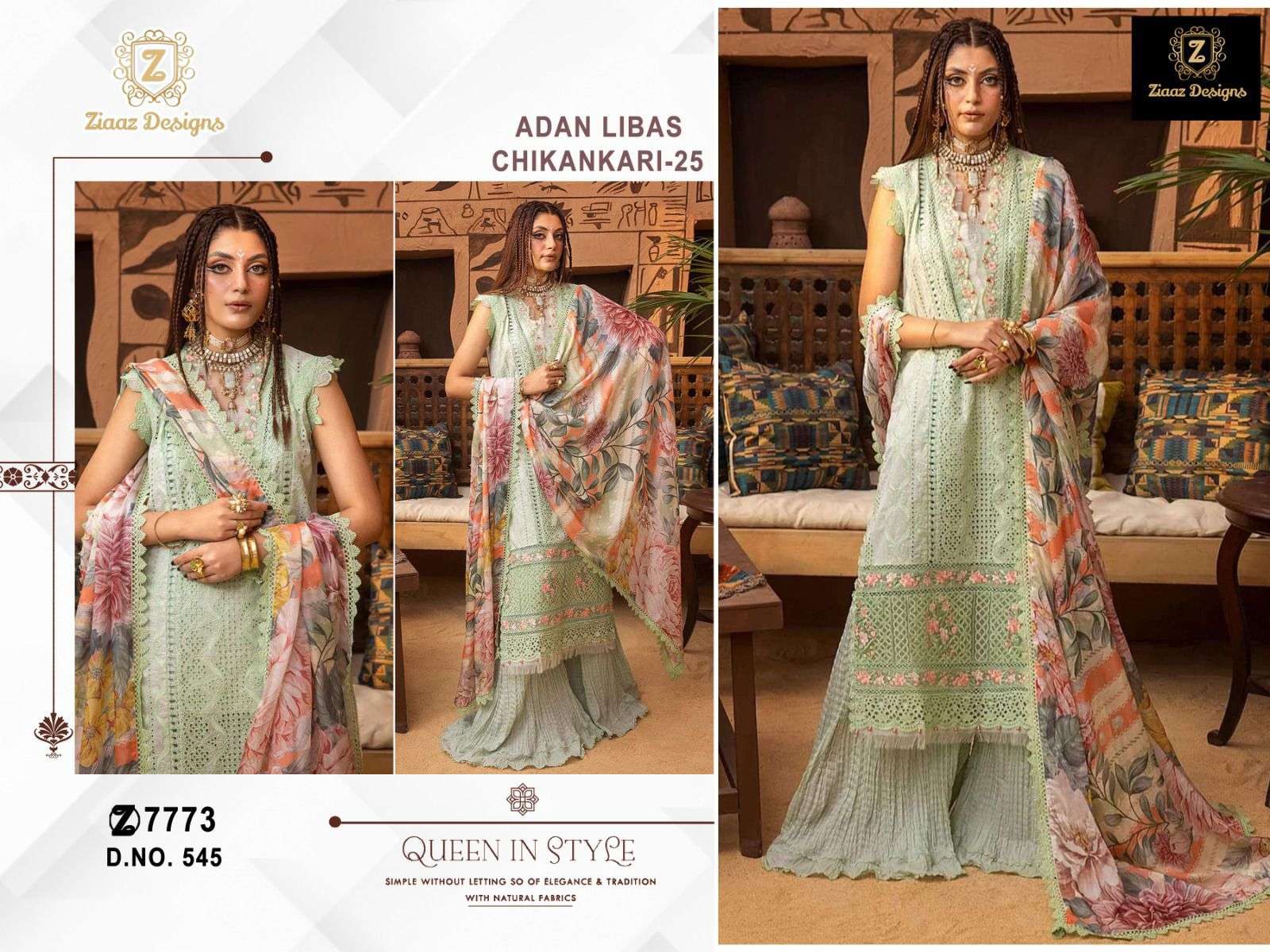 ZIAAZ DESIGNS CODE 545 TO 548 EMBROIDERY DESIGNER SUIT