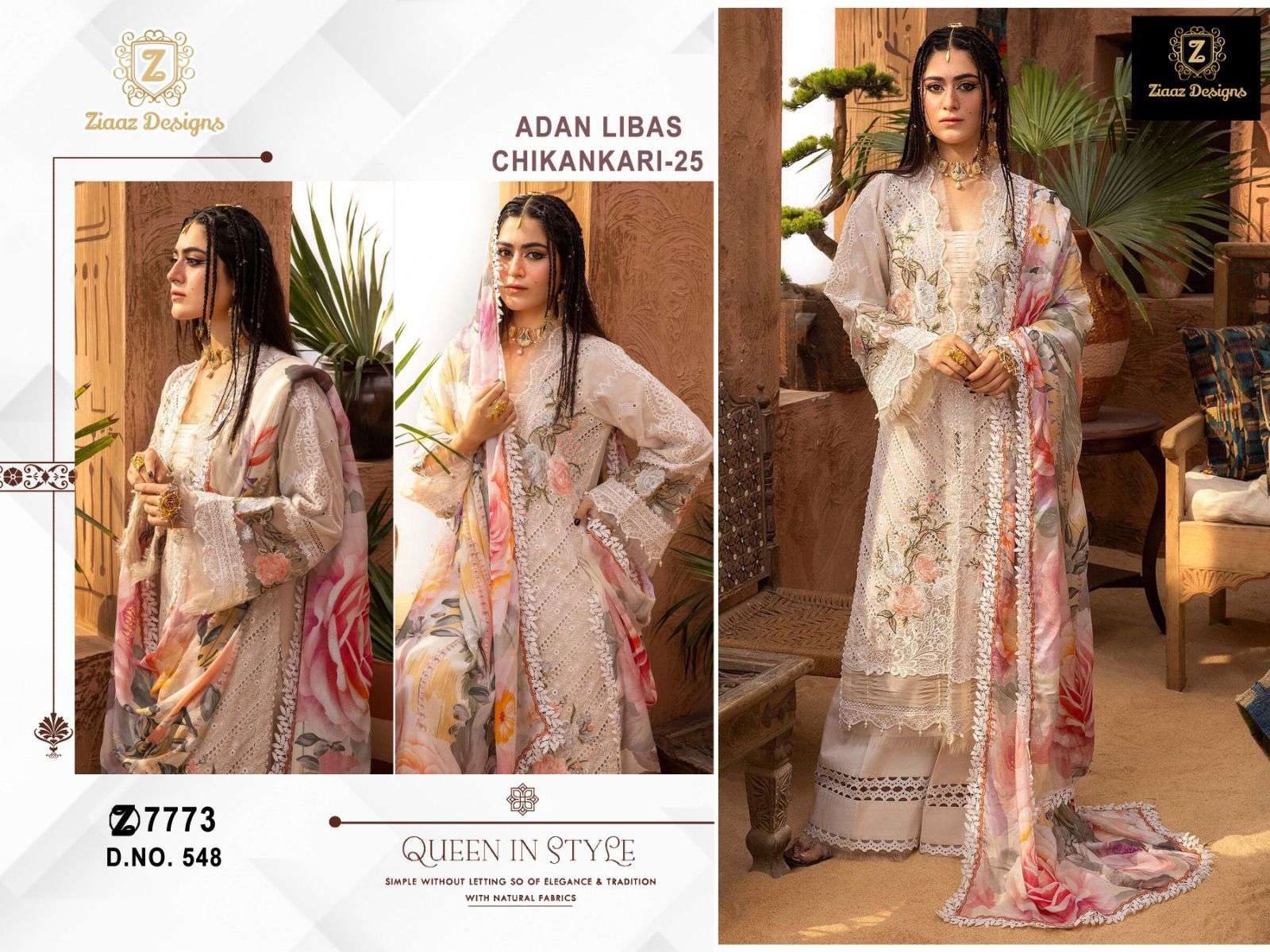 ZIAAZ DESIGNS CODE 545 TO 548 EMBROIDERY DESIGNER SUIT