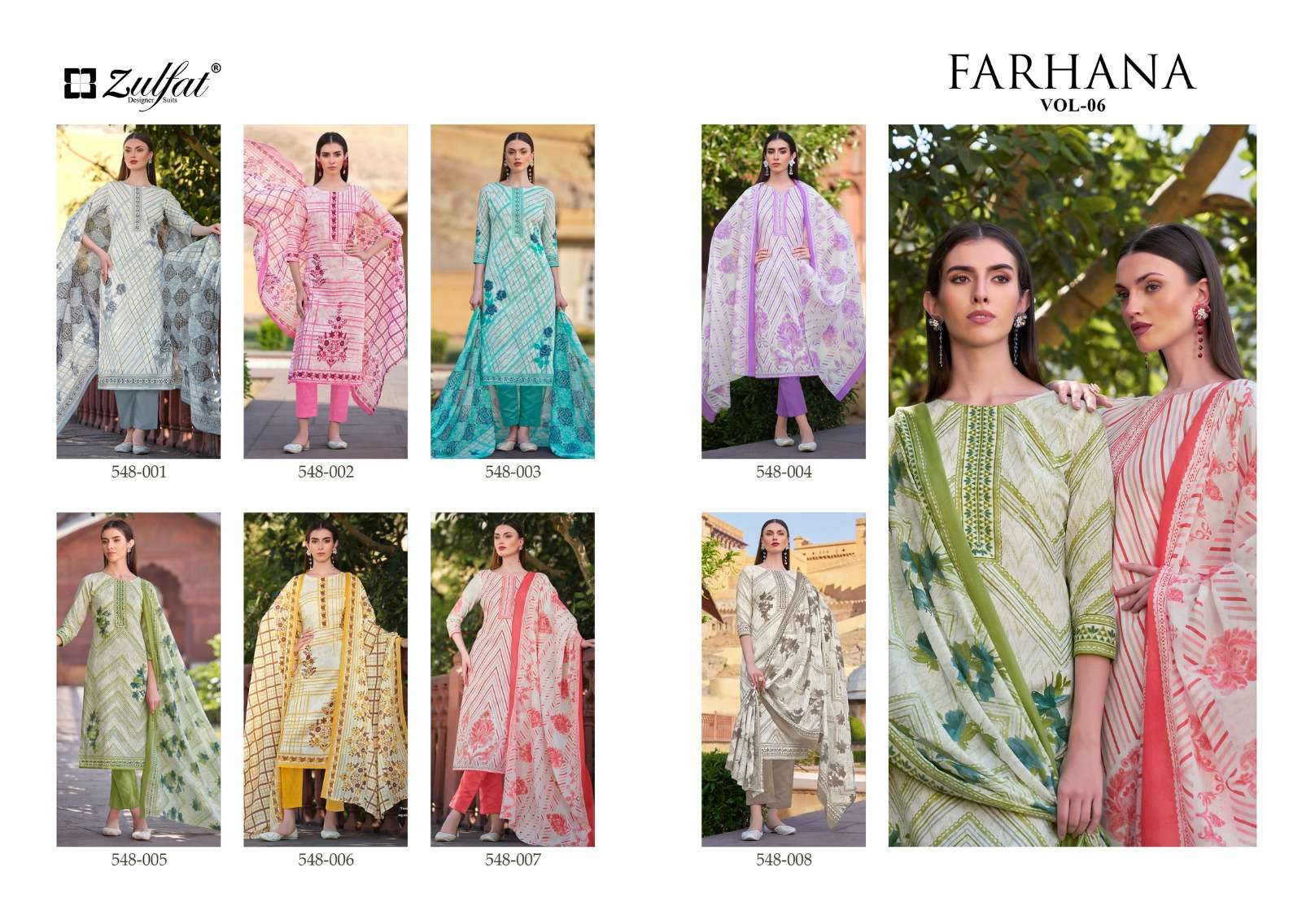 ZULFAT DESIGNER SUITS FARHANA VOL 6 COTTON DESIGNER PRINT SUIT