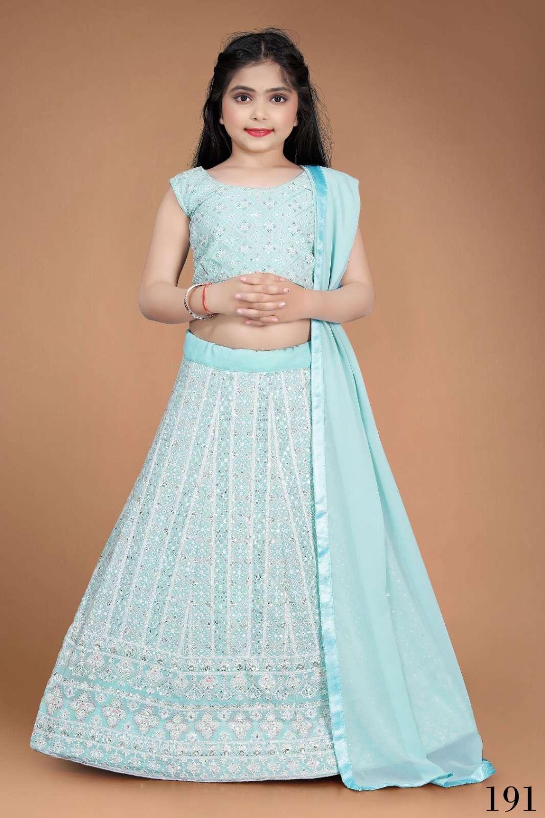 AARADHNA VOL 21 GEORGETTE LUCKNOWI DESIGNER KIDS LEHENGA 