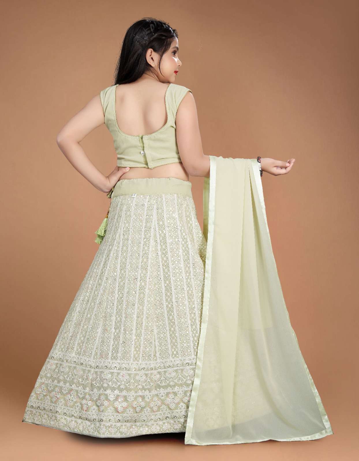 AARADHNA VOL 21 GEORGETTE LUCKNOWI DESIGNER KIDS LEHENGA 