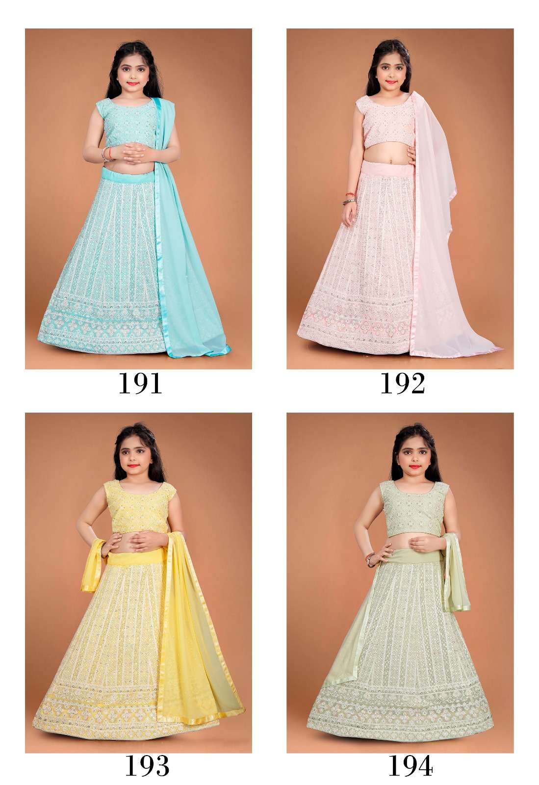 AARADHNA VOL 21 GEORGETTE LUCKNOWI DESIGNER KIDS LEHENGA 