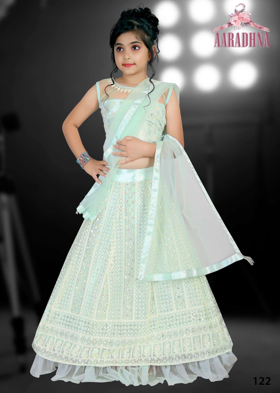 AARADHNA VOL 4 NET LUCKNOWI DESIGNER KIDS WEAR LEHENGA 