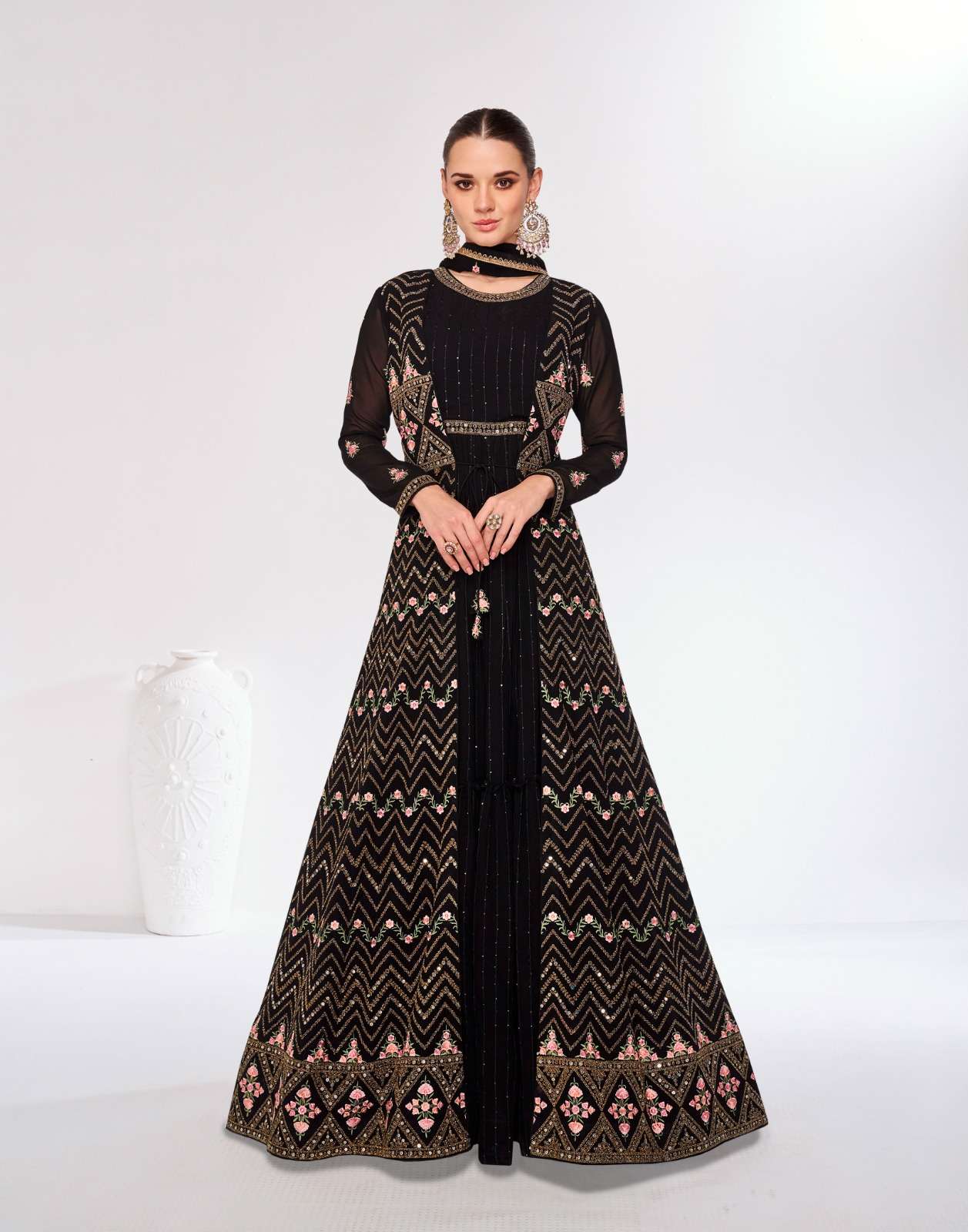 AASHIRWAD CREATION  ROSY GEORGETTE HEAVY DESIGNER PARTY WEAR SUIT