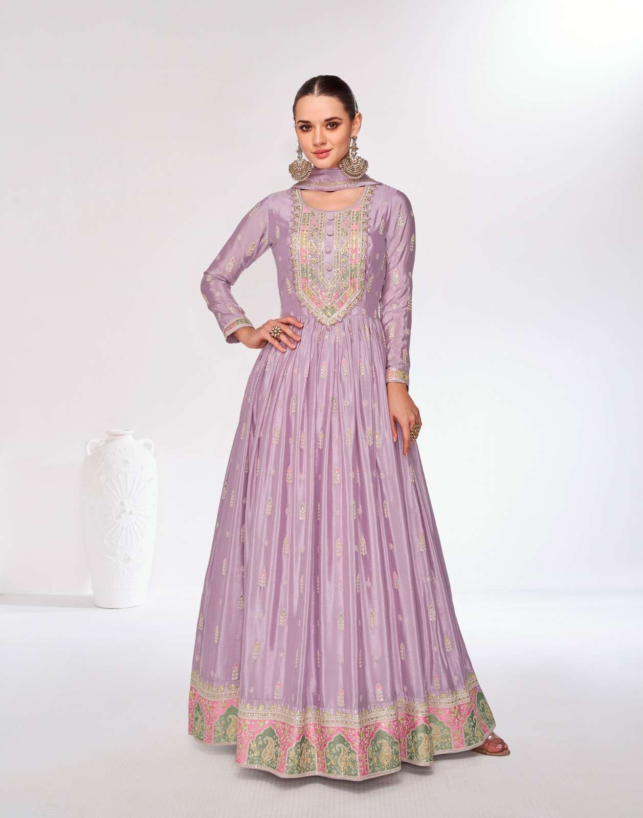 AASHIRWAD CREATION  ROSY GEORGETTE HEAVY DESIGNER PARTY WEAR SUIT