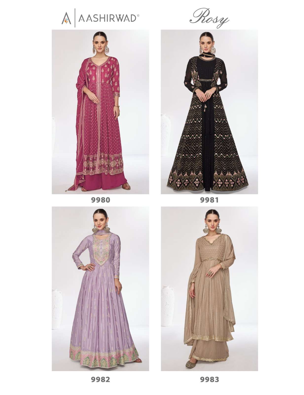 AASHIRWAD CREATION  ROSY GEORGETTE HEAVY DESIGNER PARTY WEAR SUIT