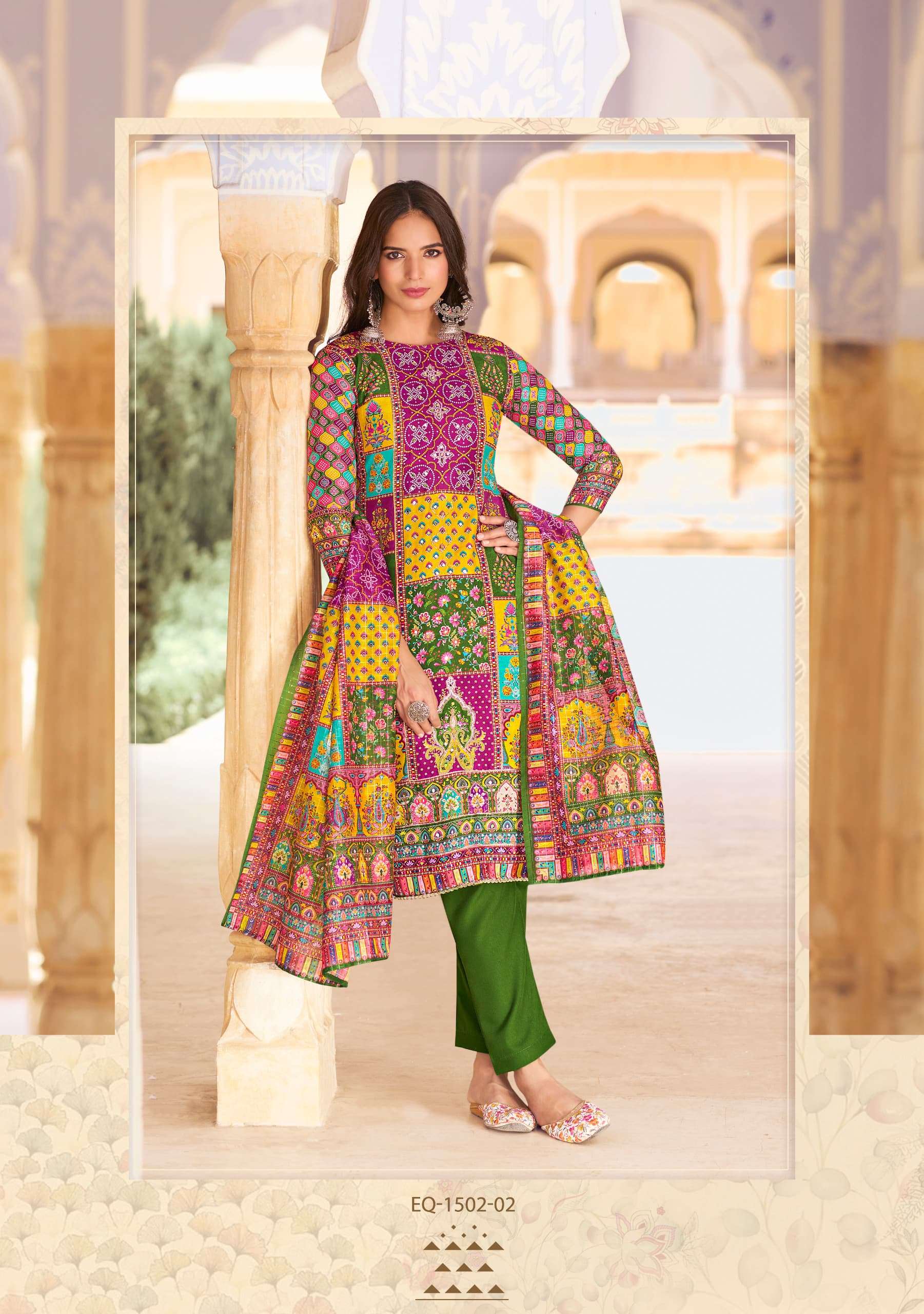 ALOK SUITS BELLA VOL 8 MUSLIN PRINT WITH FANCY HAND WORK SUIT
