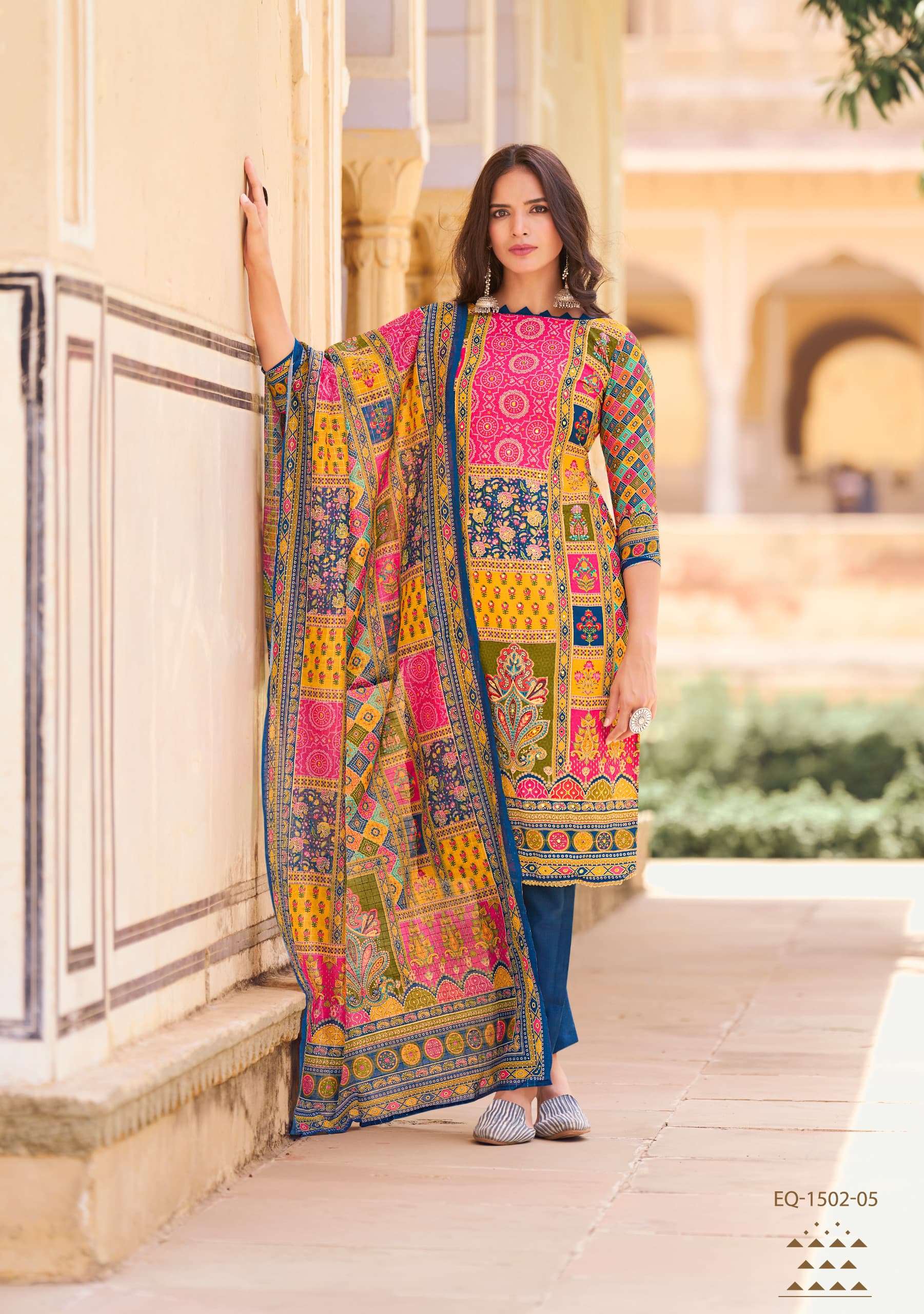 ALOK SUITS BELLA VOL 8 MUSLIN PRINT WITH FANCY HAND WORK SUIT