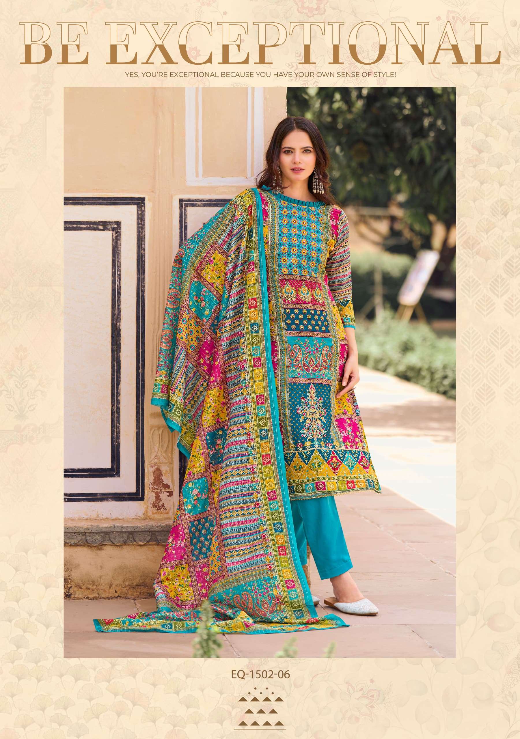 ALOK SUITS BELLA VOL 8 MUSLIN PRINT WITH FANCY HAND WORK SUIT