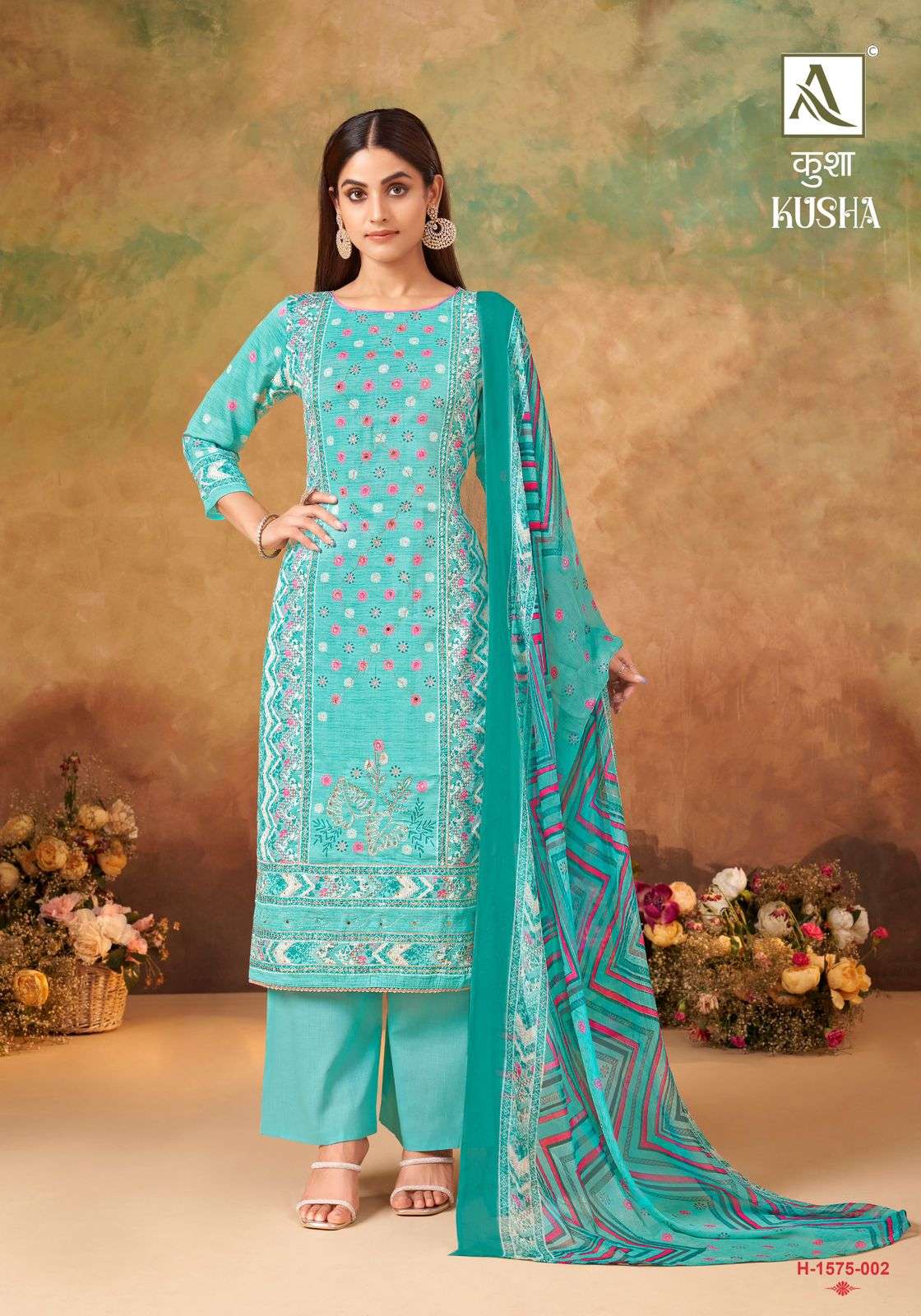 ALOK SUITS KUSHA JAM COTTON FANCY HAND WORK SUIT