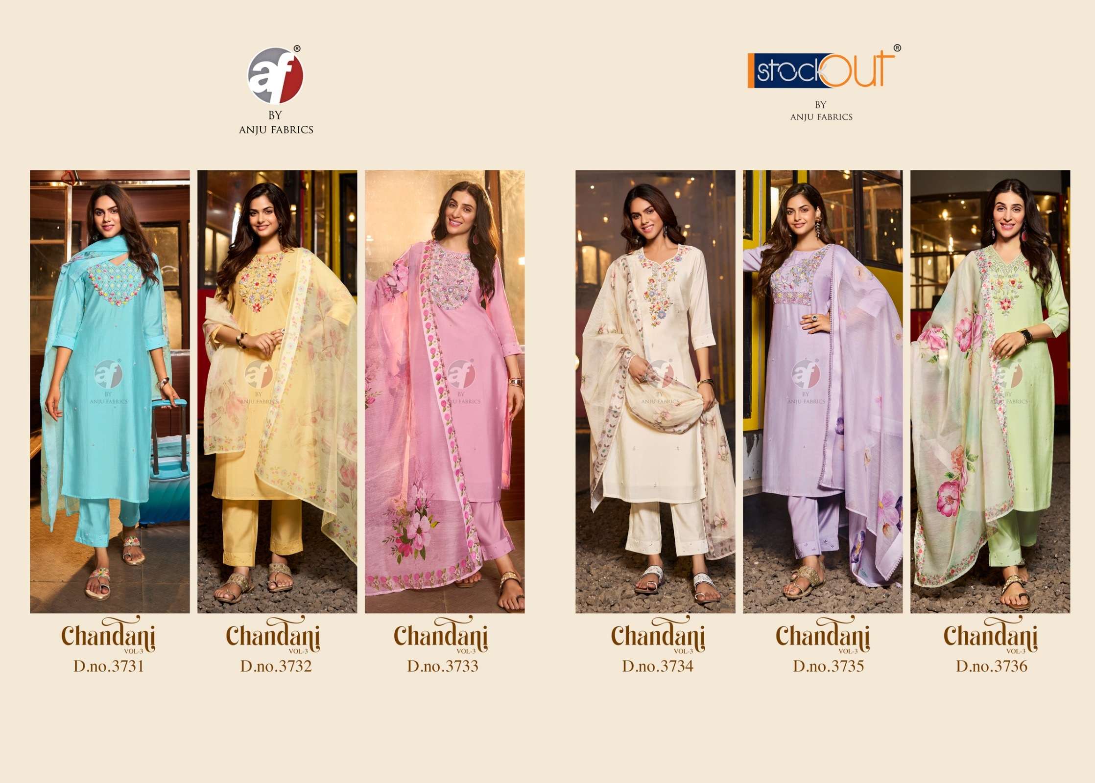 ANJU FABRICS CHANDANI VOL 3 VISCOSE HAND WORK DESIGNER FANCY SUIT