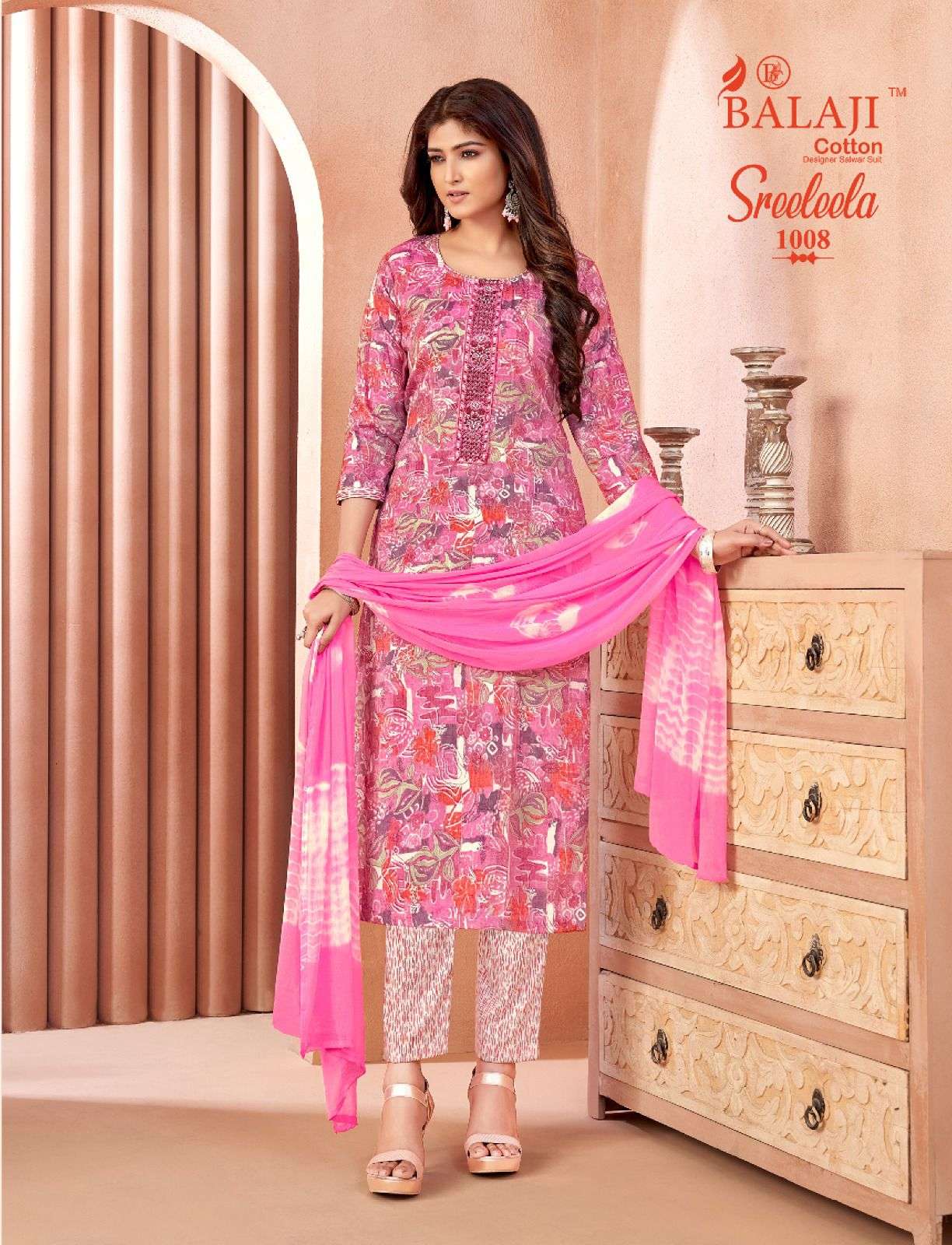  BALAJI COTTON SREELEELA VOL 1 RAYON PRINTED FANCY KURTI COMBO SET 