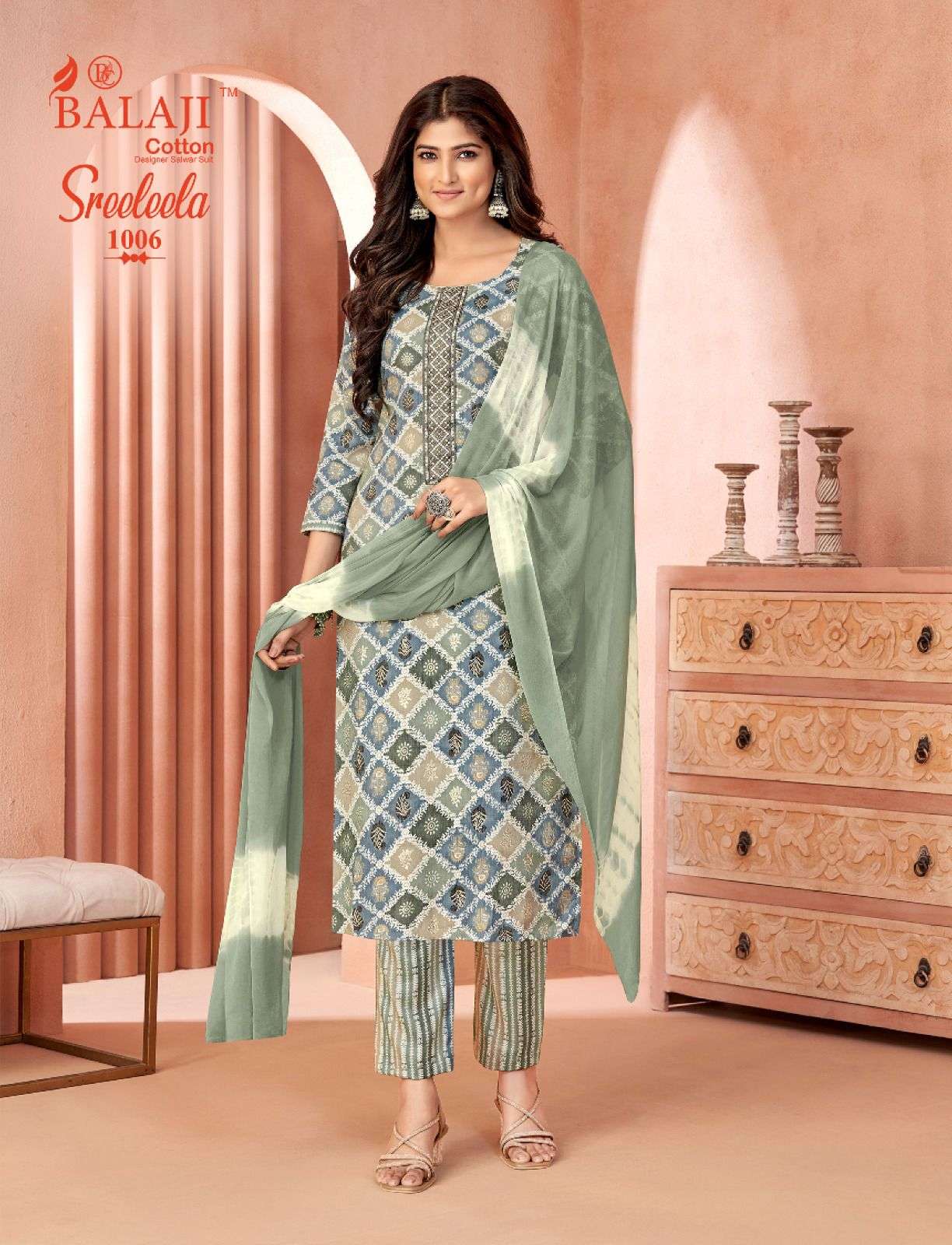  BALAJI COTTON SREELEELA VOL 1 RAYON PRINTED FANCY KURTI COMBO SET 
