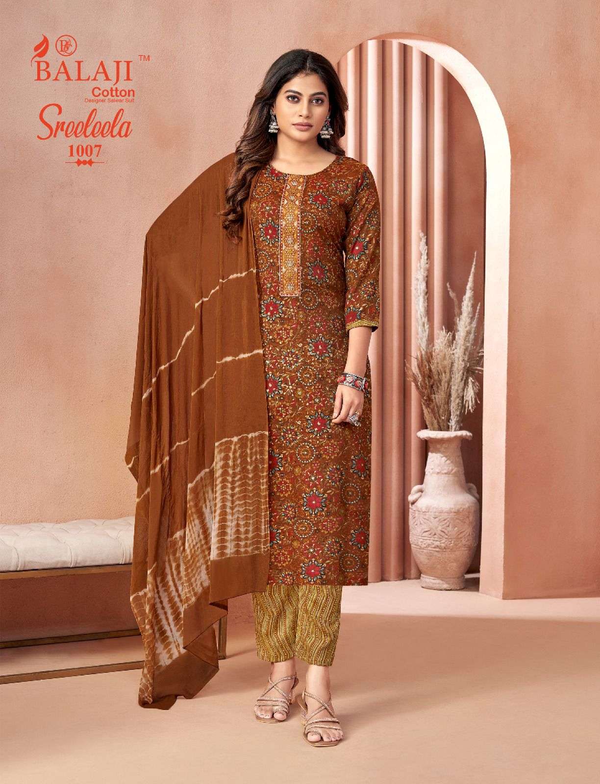  BALAJI COTTON SREELEELA VOL 1 RAYON PRINTED FANCY KURTI COMBO SET 