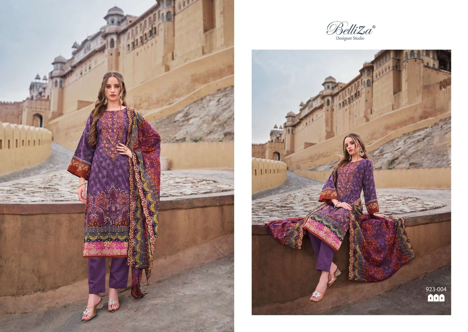 BELLIZA DESIGNER STUDIO GUZARISH VOL 10 COTTON FANCY WORK SUIT