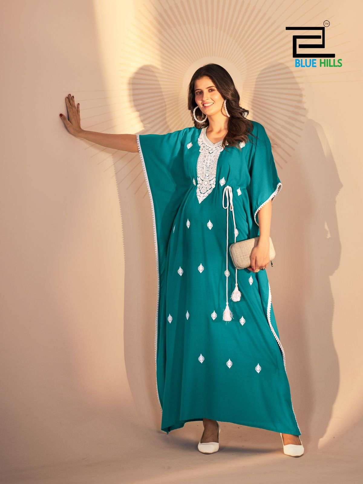 BLUE HILLS HONEY RAYON FANCY WEAR LADIES KAFTAN