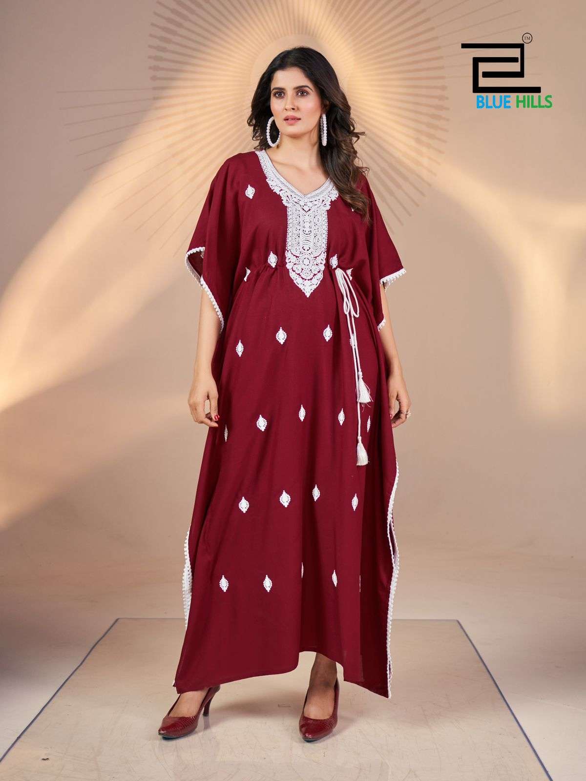 BLUE HILLS HONEY RAYON FANCY WEAR LADIES KAFTAN