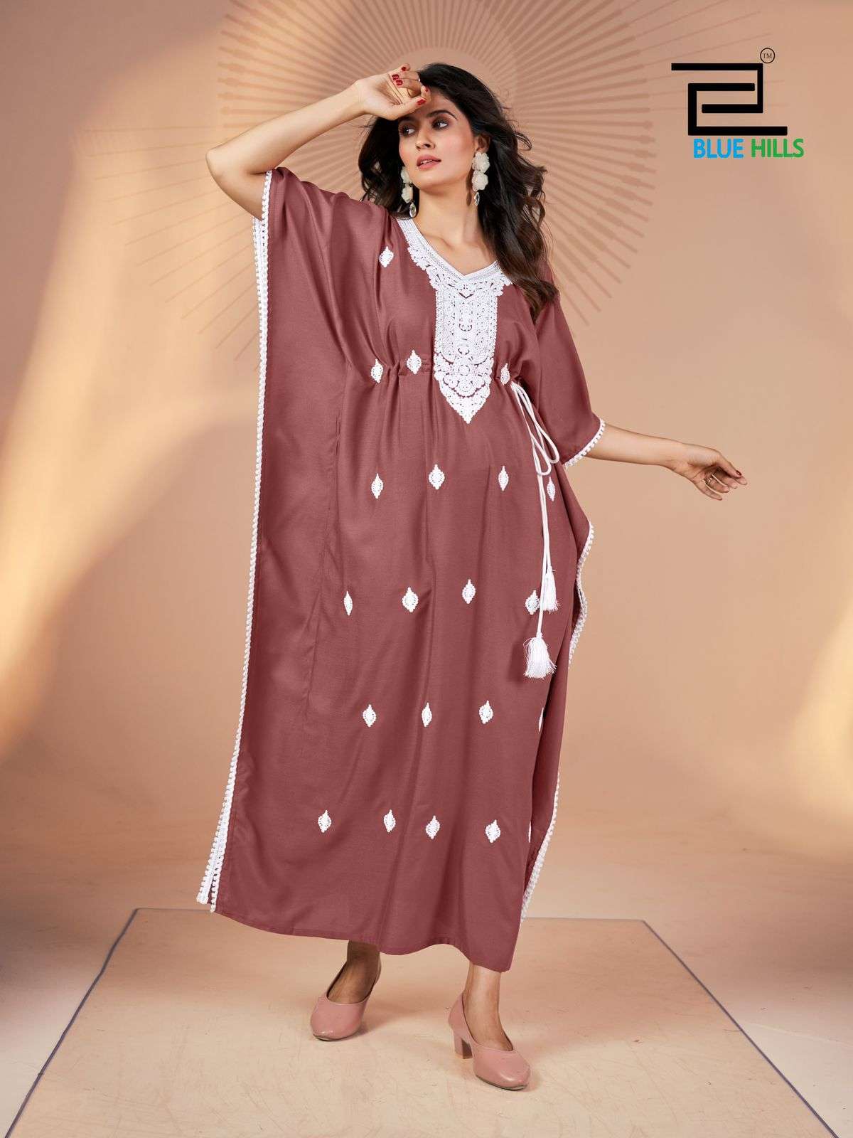 BLUE HILLS HONEY RAYON FANCY WEAR LADIES KAFTAN