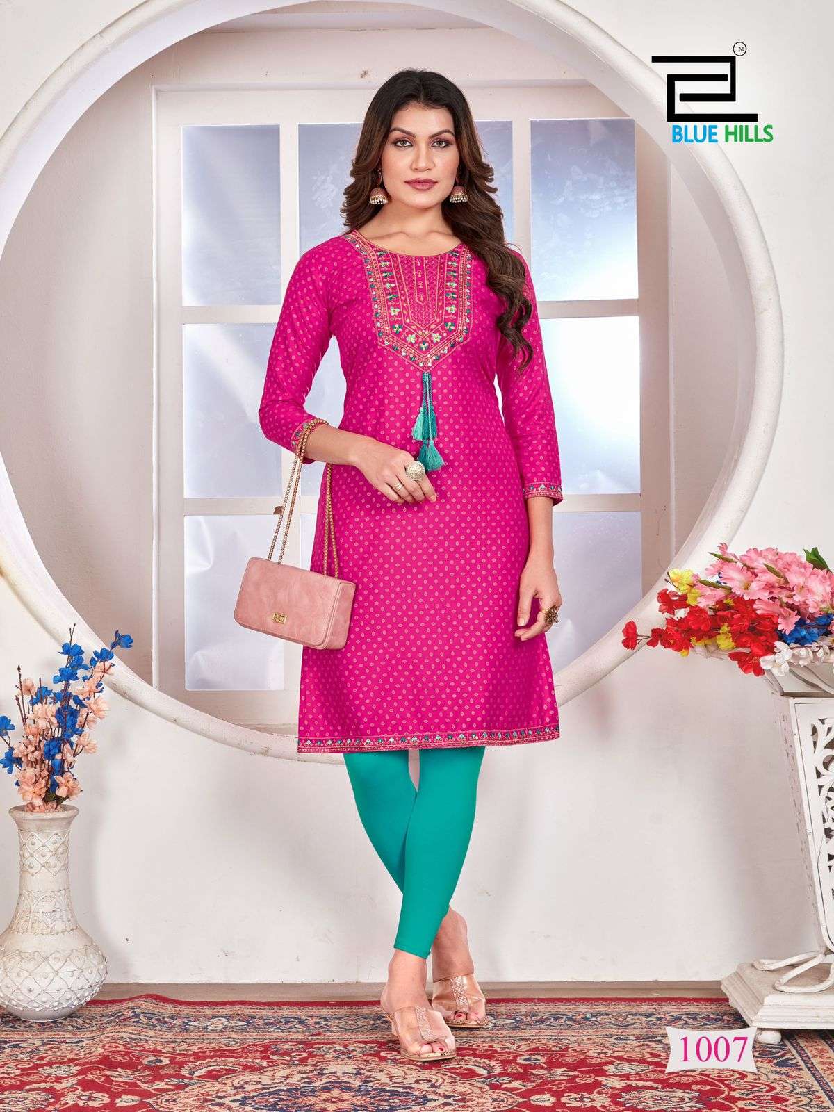 BLUE HILLS PRIYA RAYON STRAIGHT CUT PATTERN KURTI