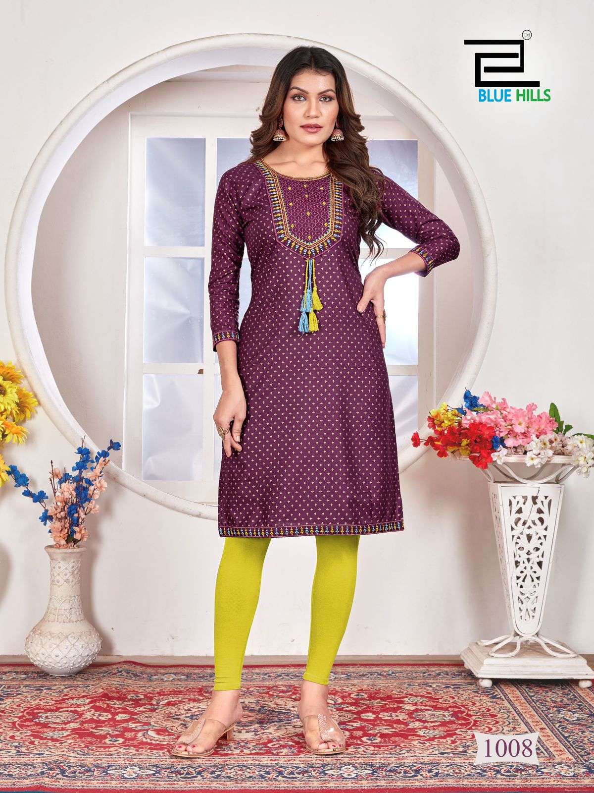 BLUE HILLS PRIYA RAYON STRAIGHT CUT PATTERN KURTI