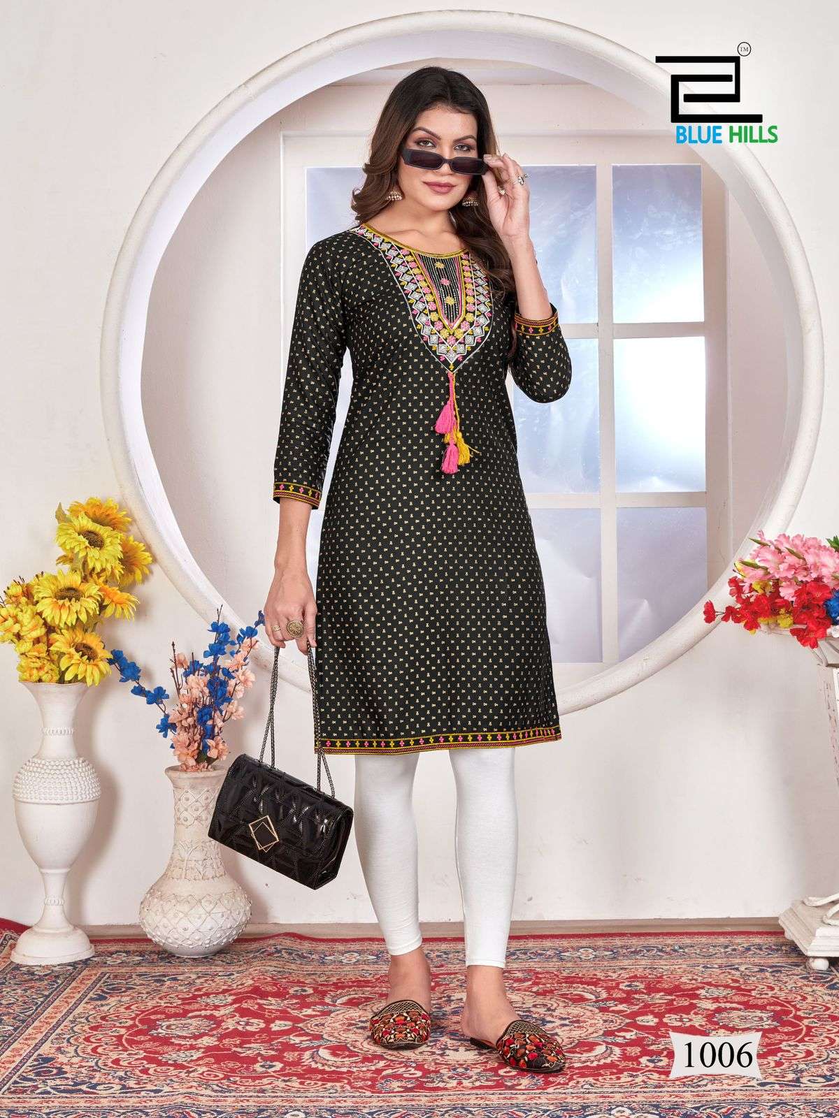 BLUE HILLS PRIYA RAYON STRAIGHT CUT PATTERN KURTI