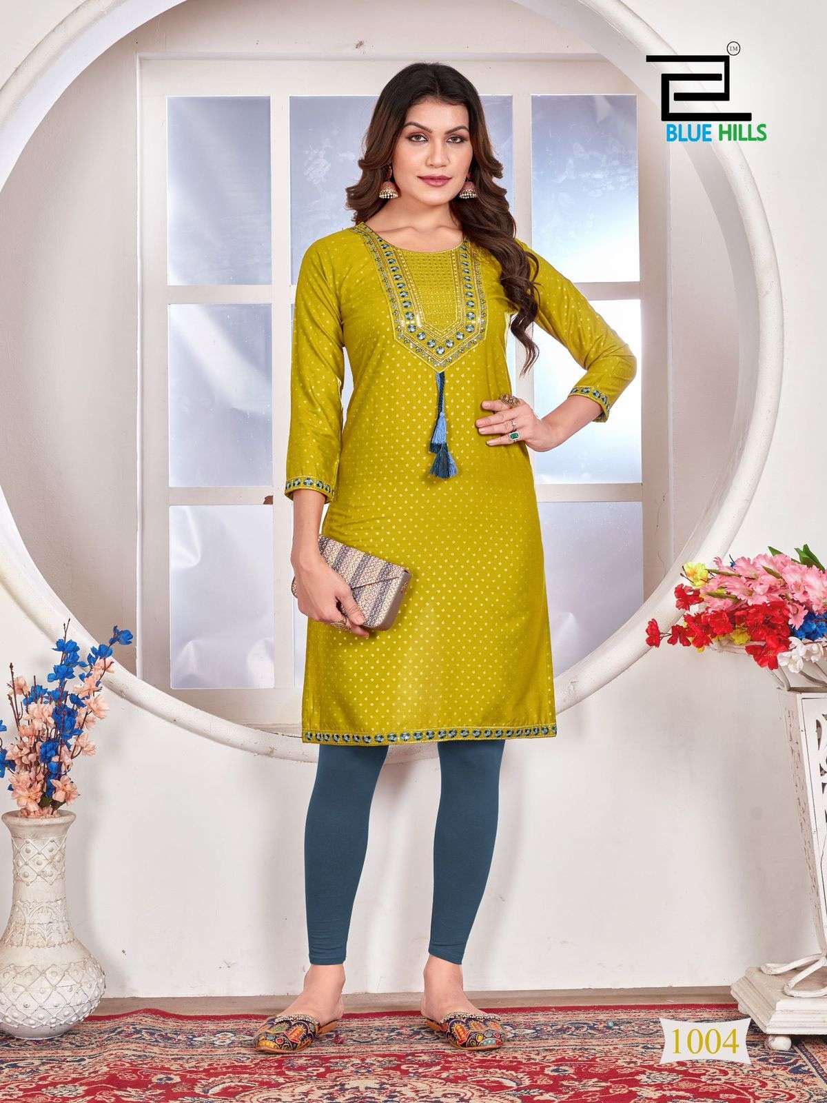 BLUE HILLS PRIYA RAYON STRAIGHT CUT PATTERN KURTI