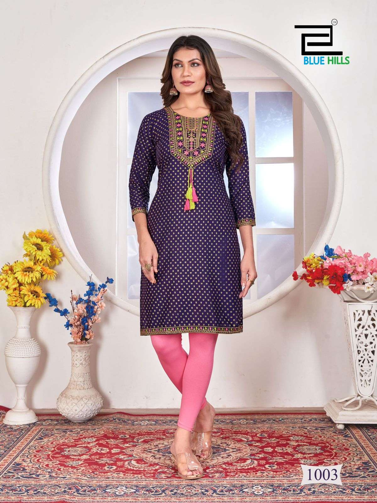 BLUE HILLS PRIYA RAYON STRAIGHT CUT PATTERN KURTI