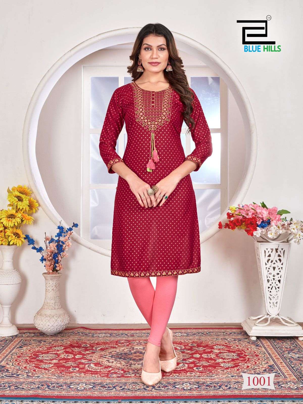 BLUE HILLS PRIYA RAYON STRAIGHT CUT PATTERN KURTI