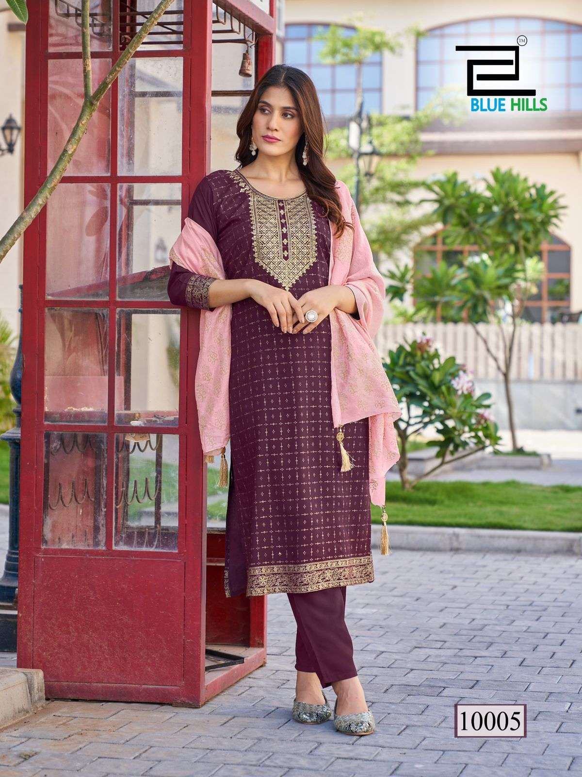 BLUE HILLS ROYAL TOUCH VOL 10 RAYON FOIL PRINT FANCY KURTI COMBO SET 