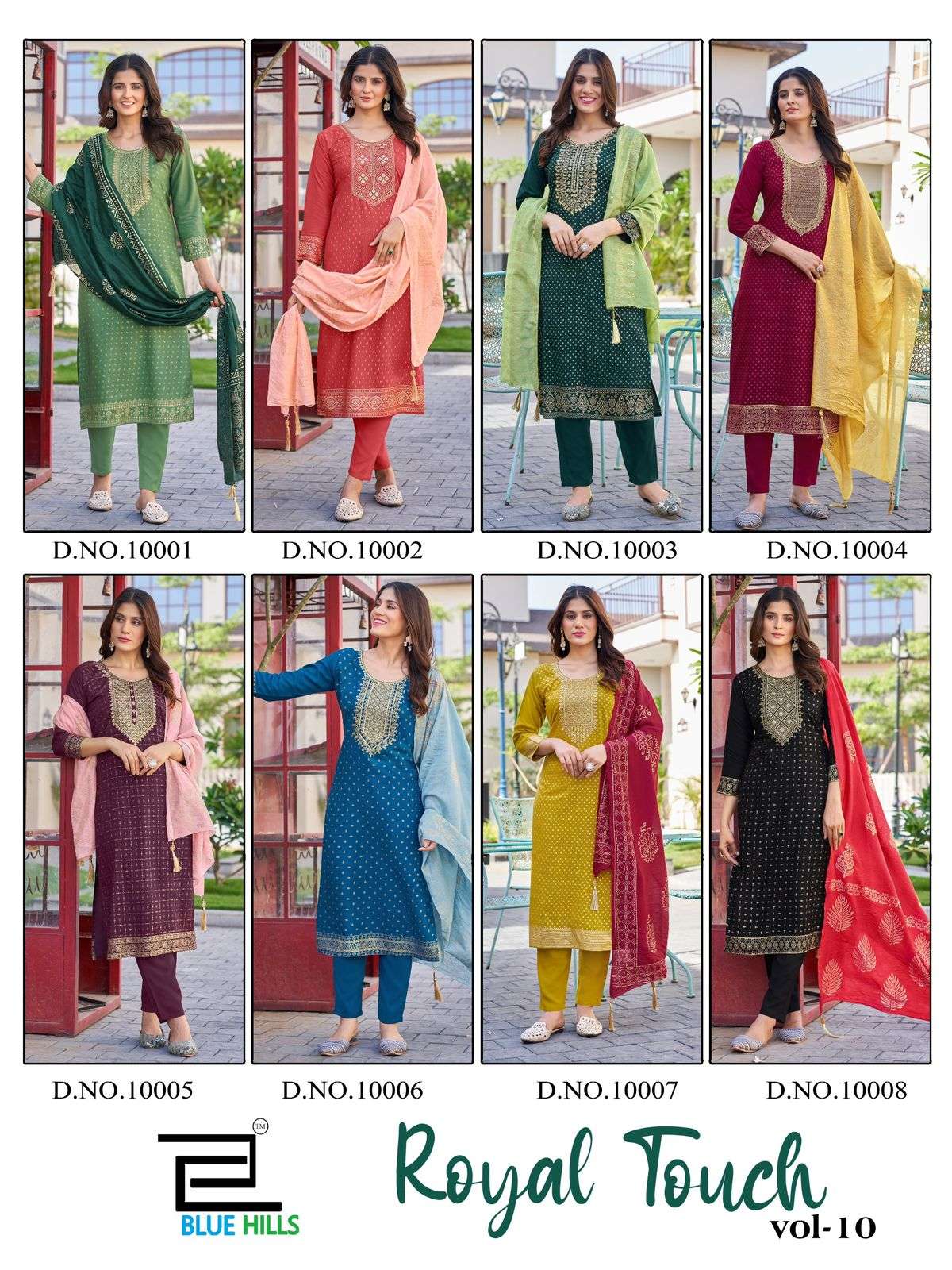 BLUE HILLS ROYAL TOUCH VOL 10 RAYON FOIL PRINT FANCY KURTI COMBO SET 