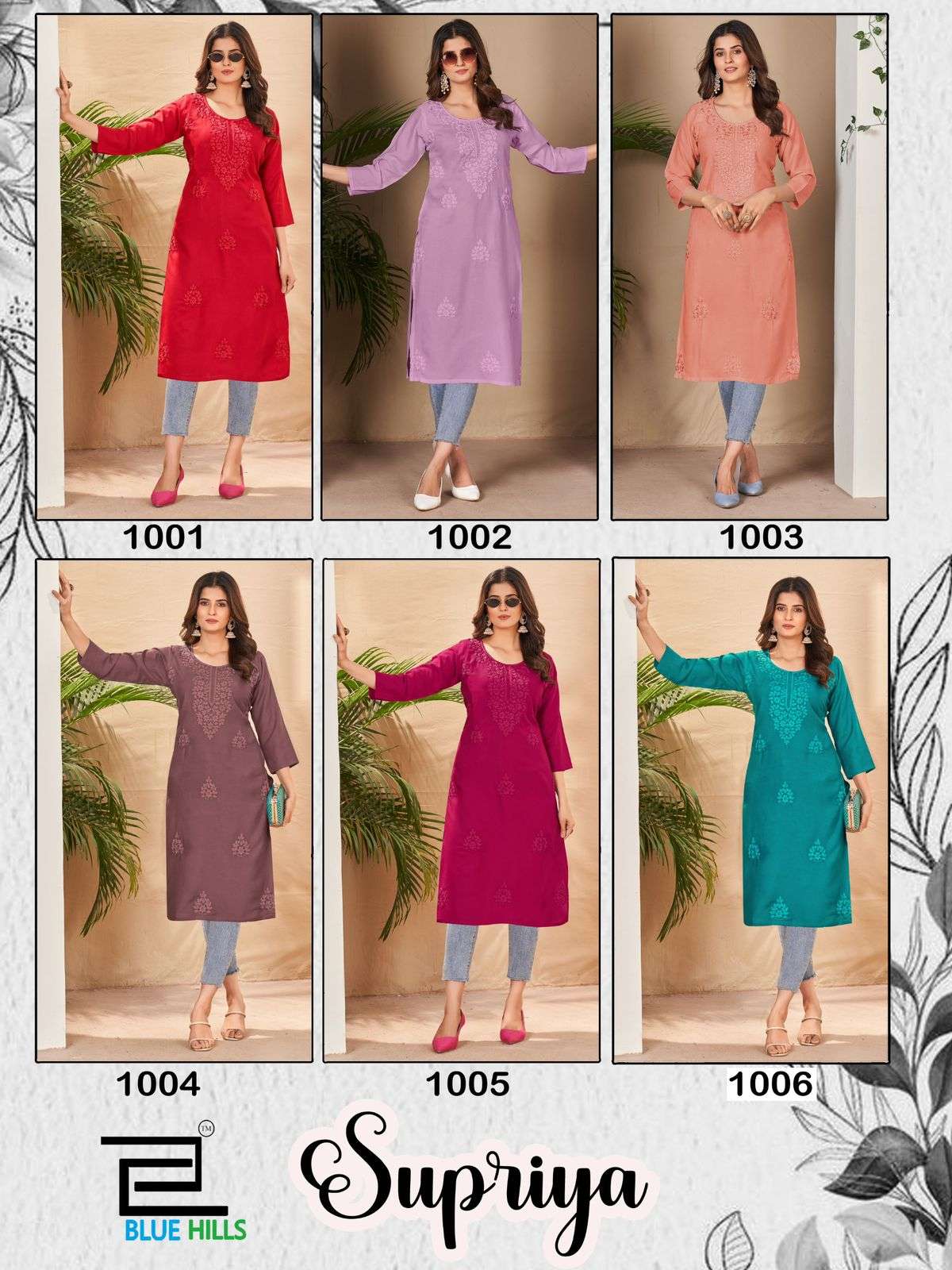BLUE HILLS SUPRIYA RAYON CHIKANKARI WORK FANCY KURTI