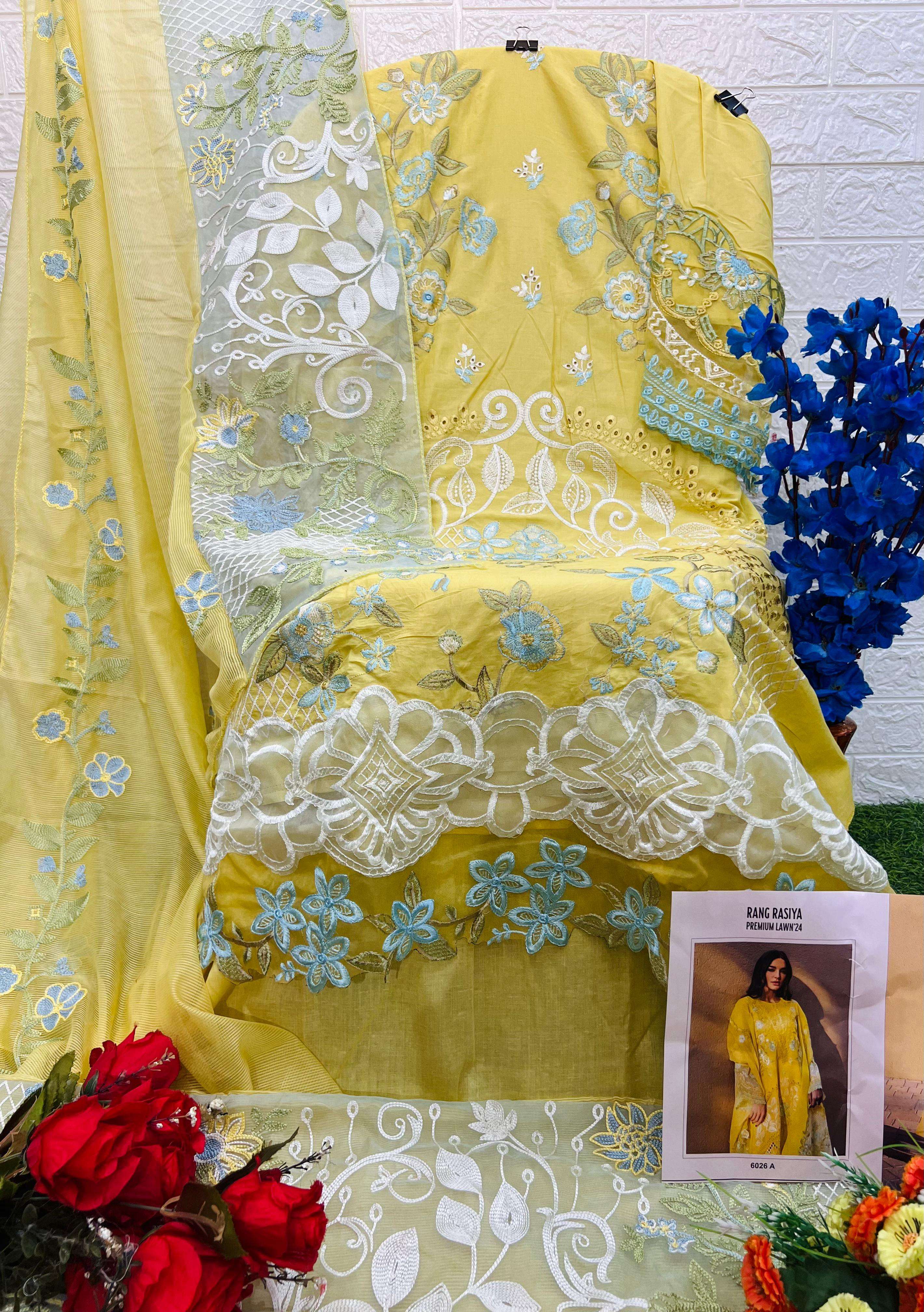 DEEPSY SUITS RANGRASIYA PREMIUM LAWN 24 COTTON HEAVY EMBROIDERY SUIT
