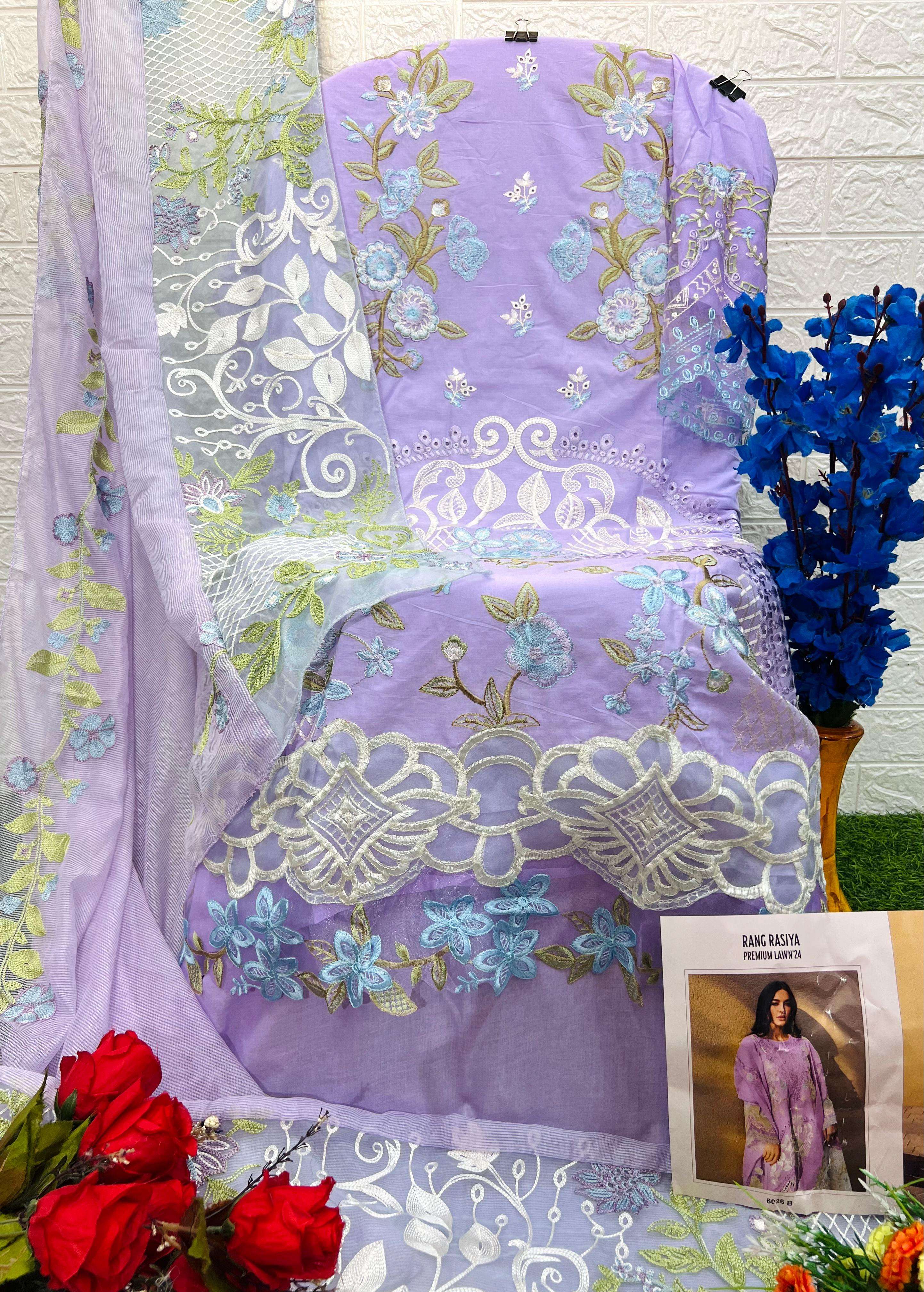DEEPSY SUITS RANGRASIYA PREMIUM LAWN 24 COTTON HEAVY EMBROIDERY SUIT