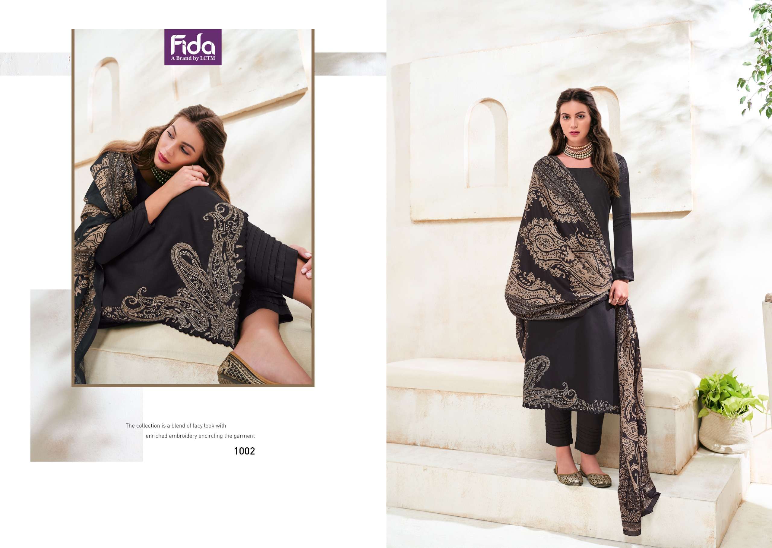 FIDA ZAHAVI COTTON FANCY EMBROIDERY WORK SUIT