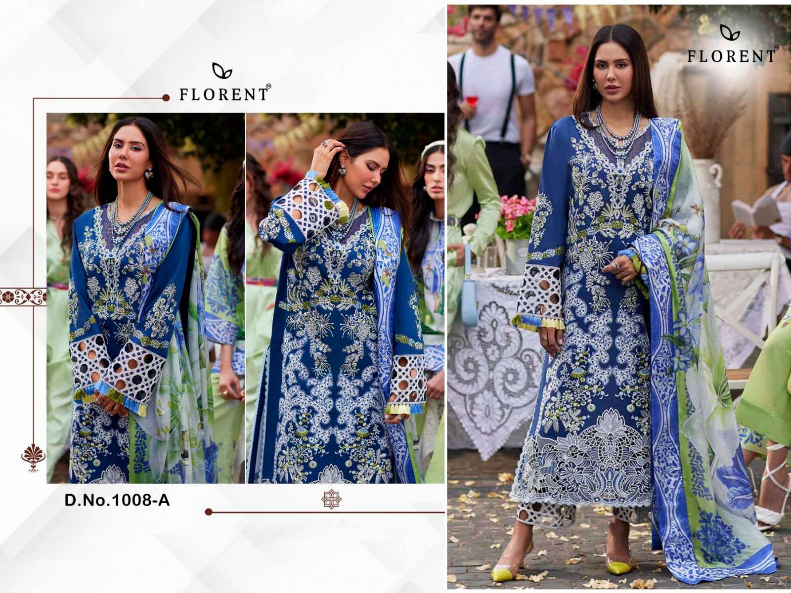 FLORENT D NO 1008 EMBROIDERY DESIGNER PAKISTANI SUIT