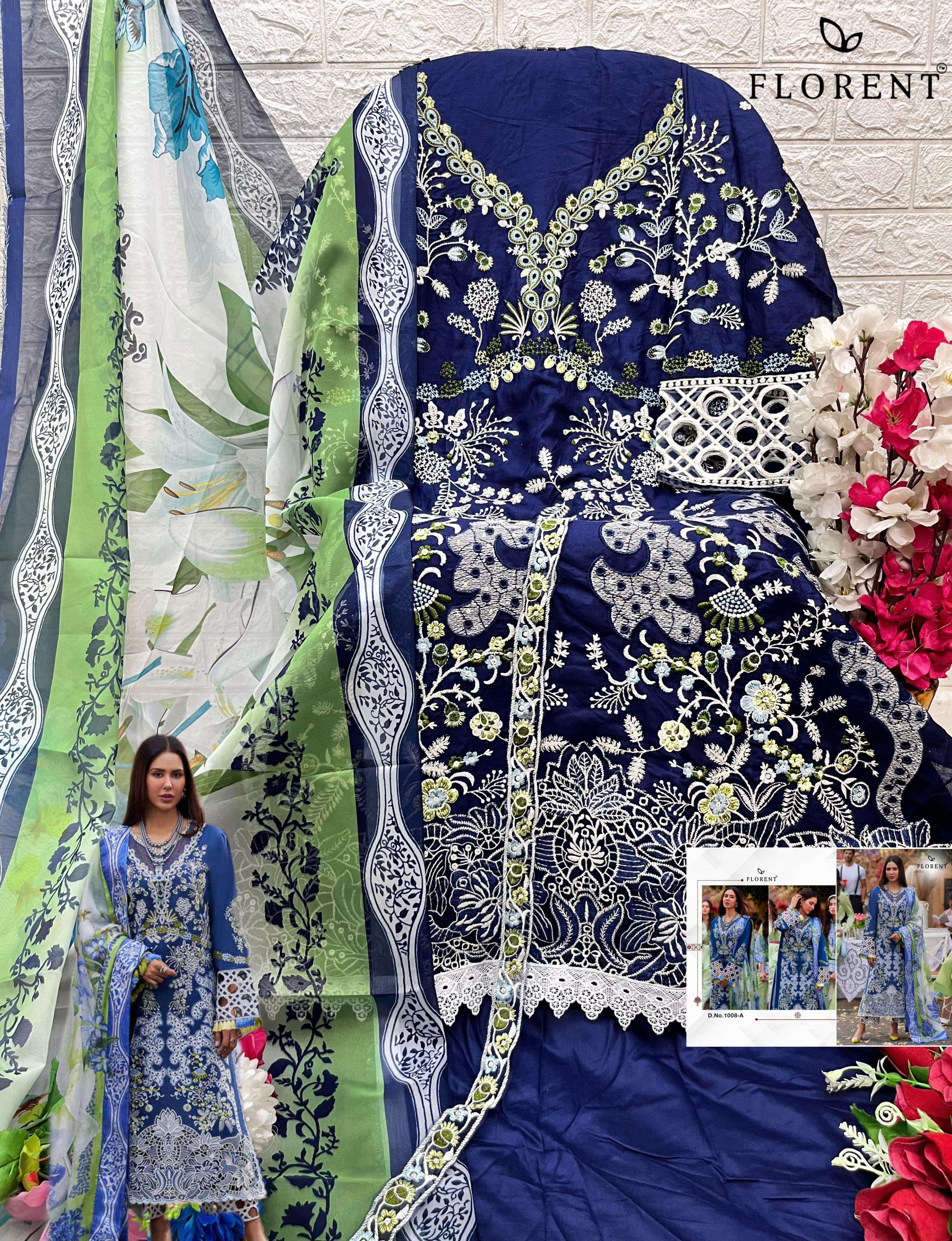 FLORENT D NO 1008 EMBROIDERY DESIGNER PAKISTANI SUIT