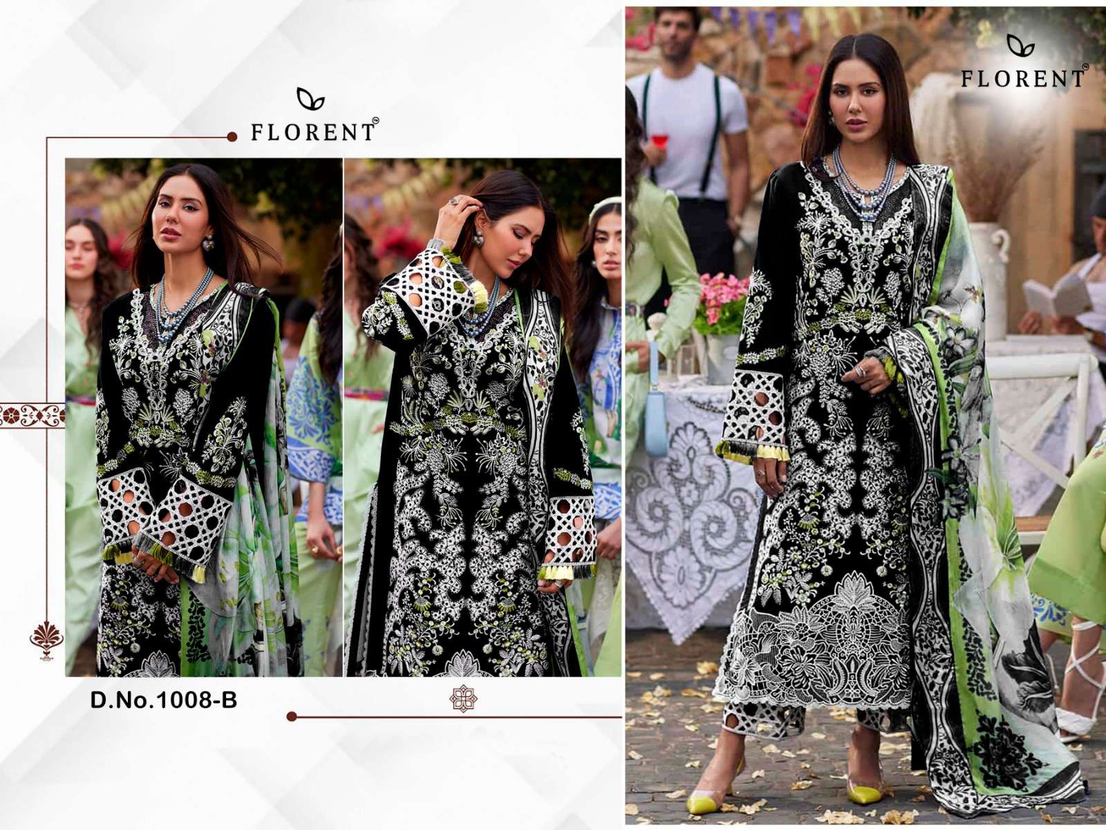 FLORENT D NO 1008 EMBROIDERY DESIGNER PAKISTANI SUIT