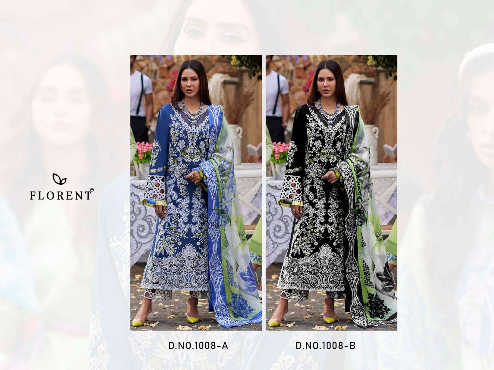 FLORENT D NO 1008 EMBROIDERY DESIGNER PAKISTANI SUIT