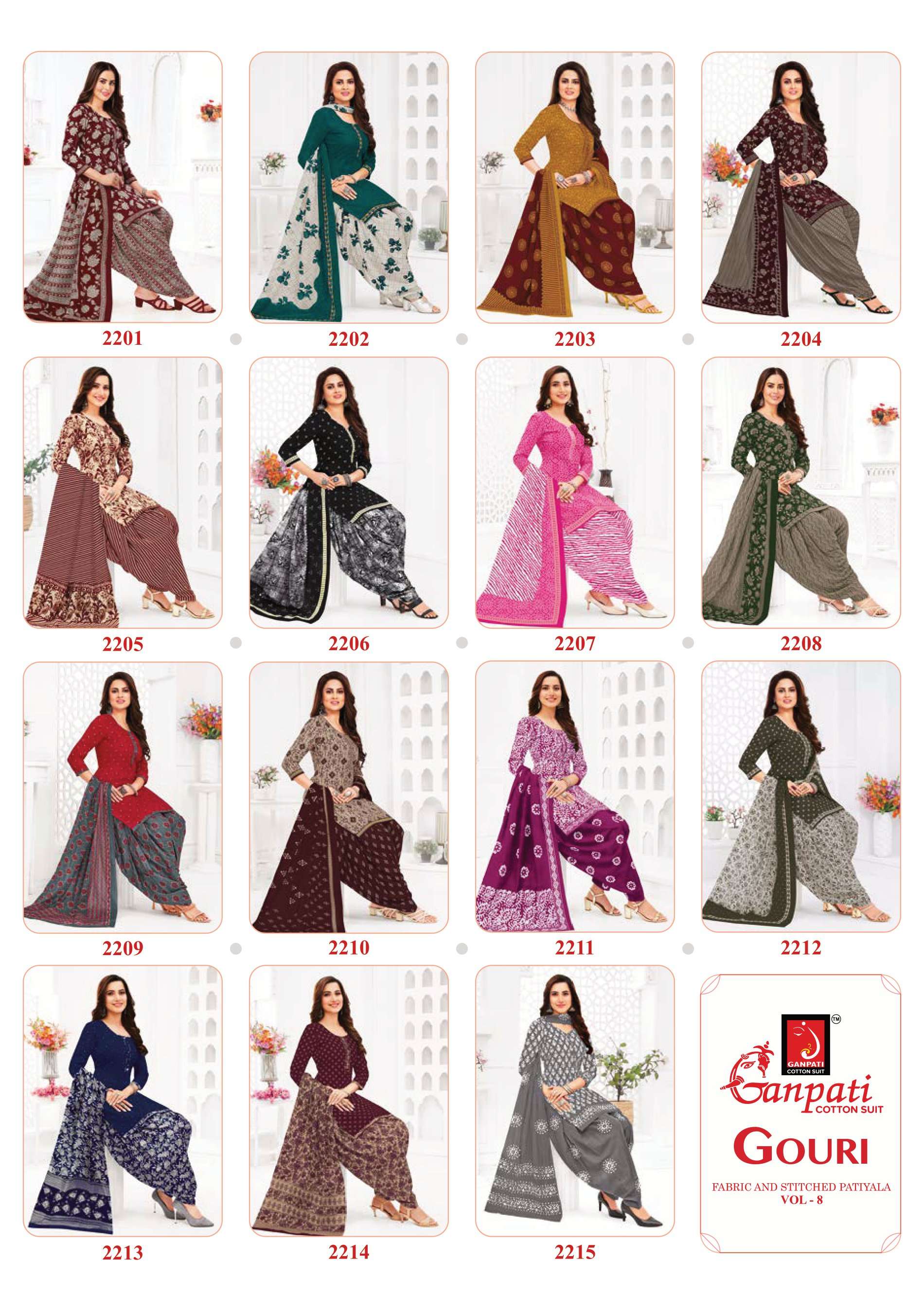 GANPATI GOURI VOL 8 COTTON PRINT PATIYALA DRESS